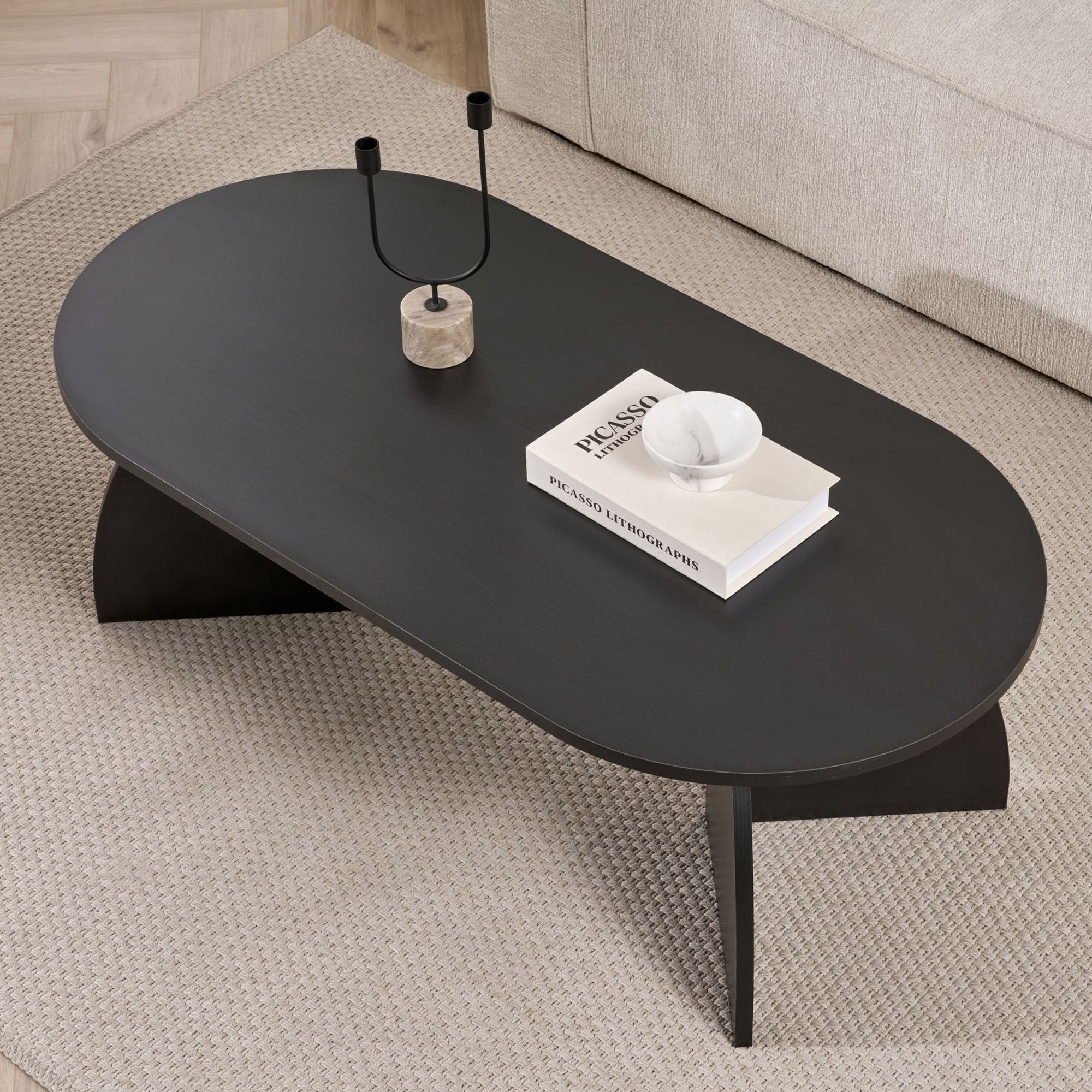 Masa de cafea Melina, 120 x 40 x 60 cm, lemn negru, PAL melaminat, capacitate 25 kg, wood negru — imaginea 4