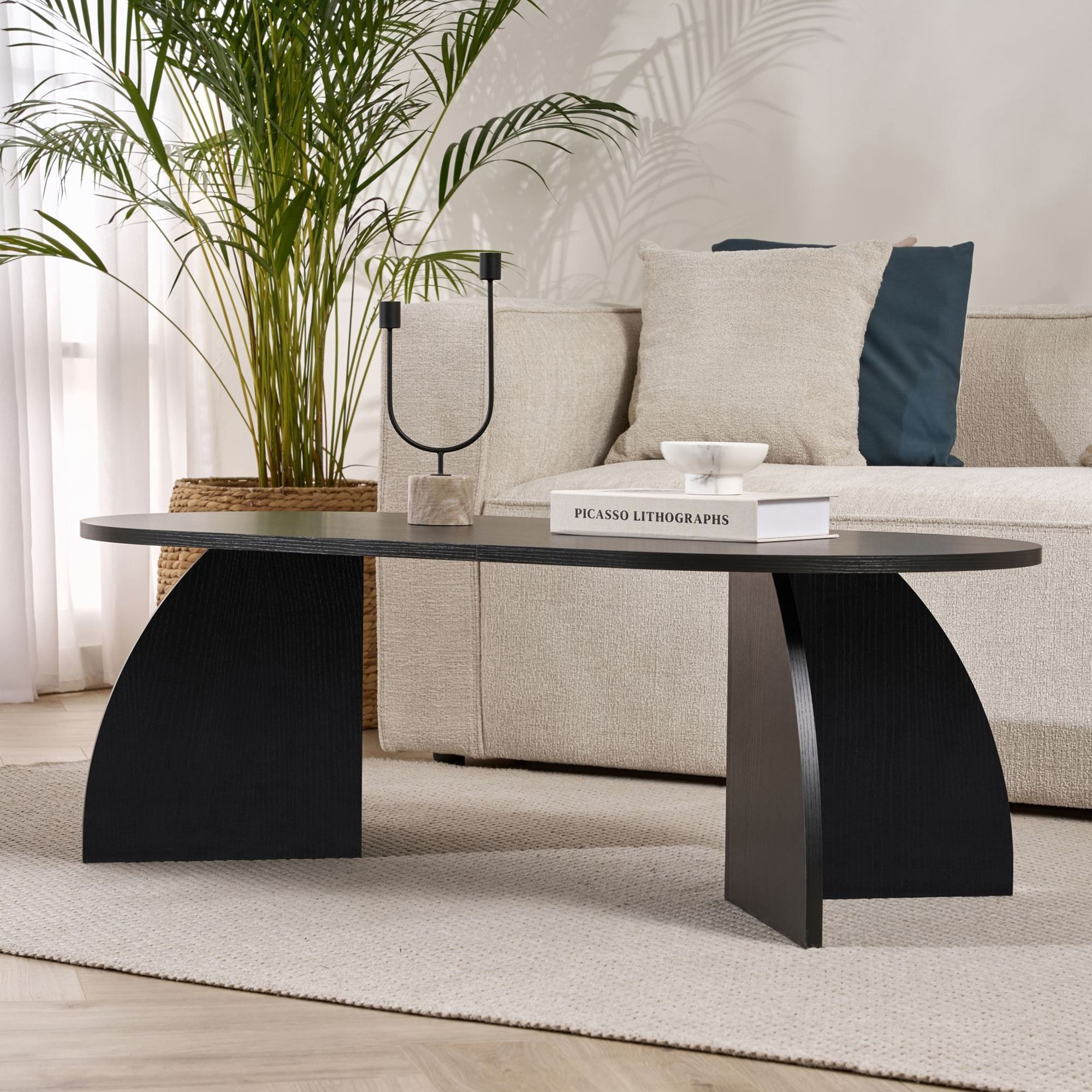 Masa de cafea Melina, 120 x 40 x 60 cm, lemn negru, PAL melaminat, capacitate 25 kg, wood negru — imaginea 5