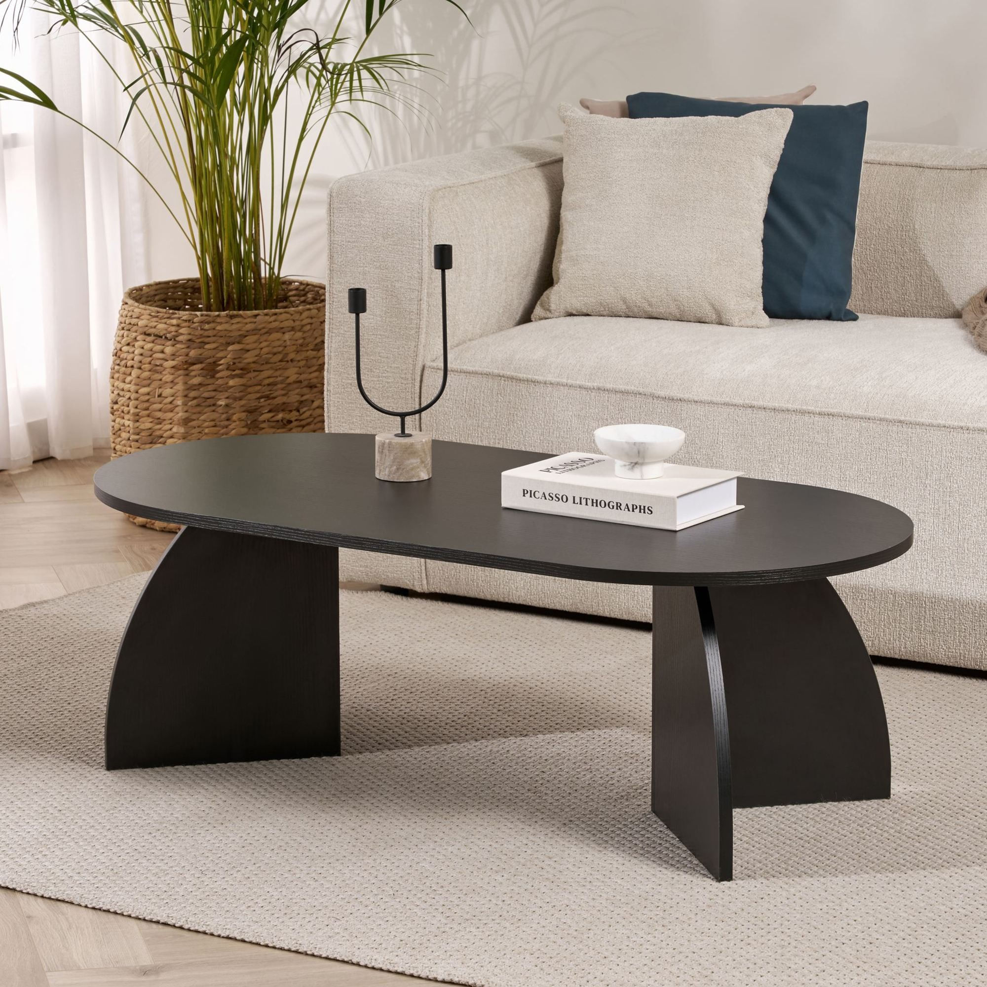 Masa de cafea Melina, 120 x 40 x 60 cm, lemn negru, PAL melaminat, capacitate 25 kg, wood negru — imaginea 7