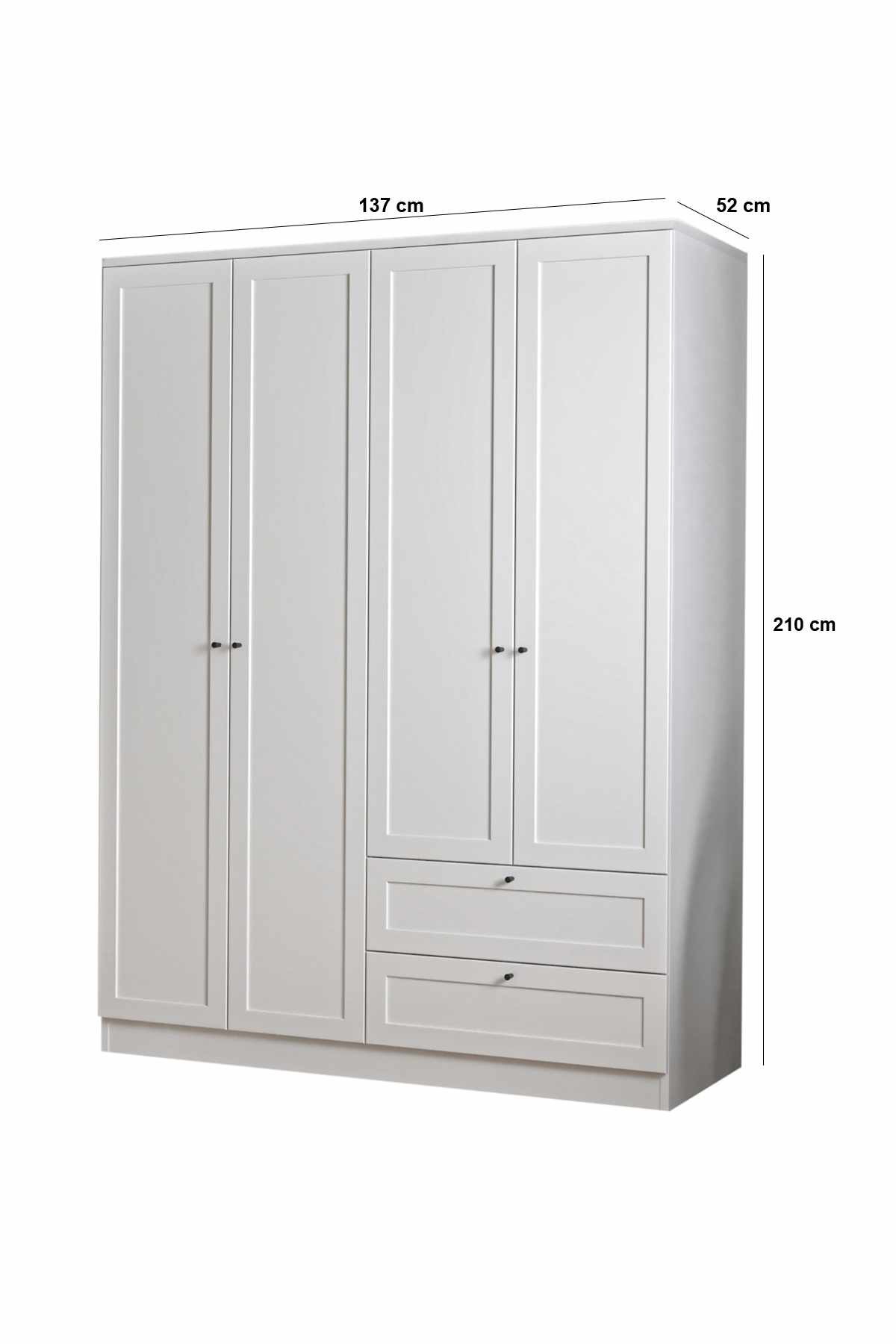 Dulap haine Terra 210, 137 x 210 x 52 cm, alb, PAL melaminat, organizare haine — imaginea 3