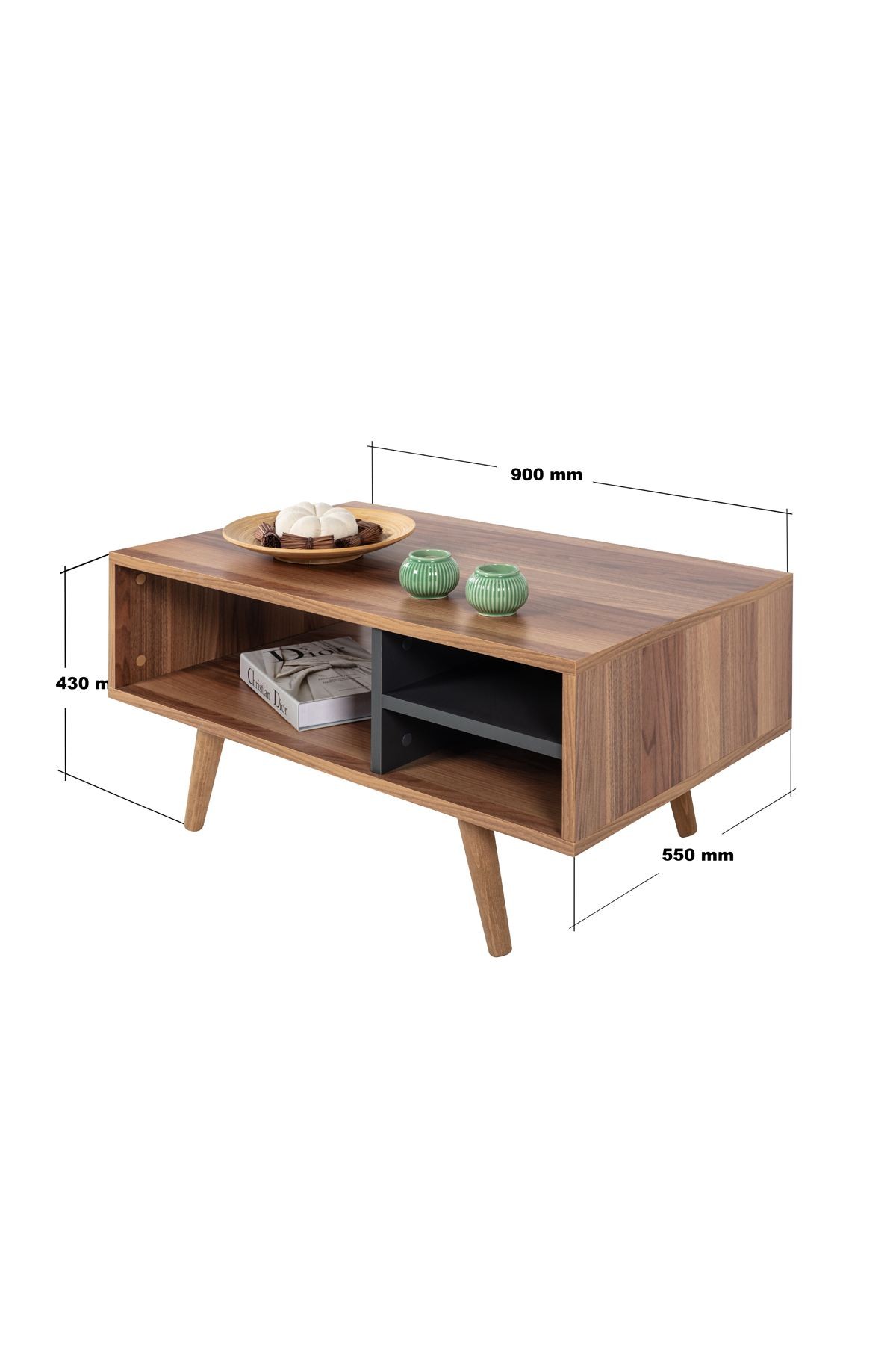 Masa de cafea Venüs 2030, 90 x 43 x 55 cm, nuc antracit, PAL melaminat, design compact