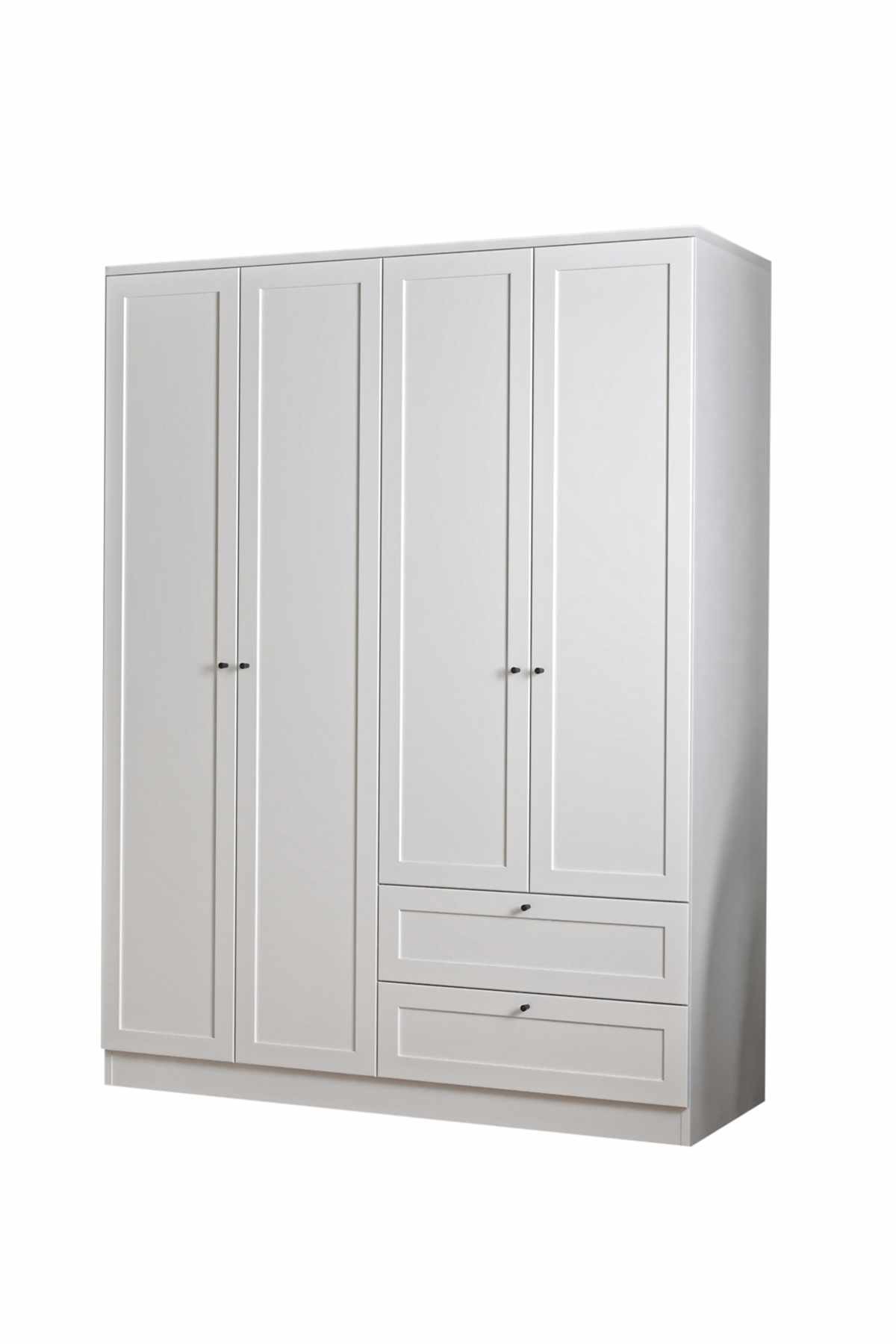 Dulap haine Terra 210, 137 x 210 x 52 cm, alb, PAL melaminat, organizare haine — imaginea 9