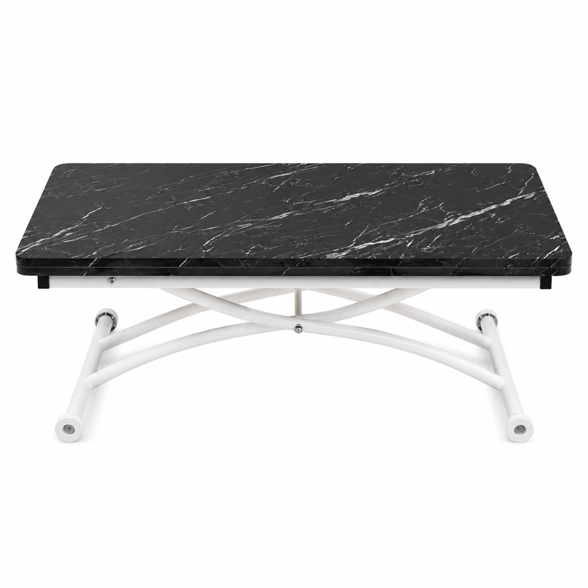 Masa de cafea Mini Juppo Ext, negru marmura alb, MDF, capacitate 125 kg, negru marble / alb
