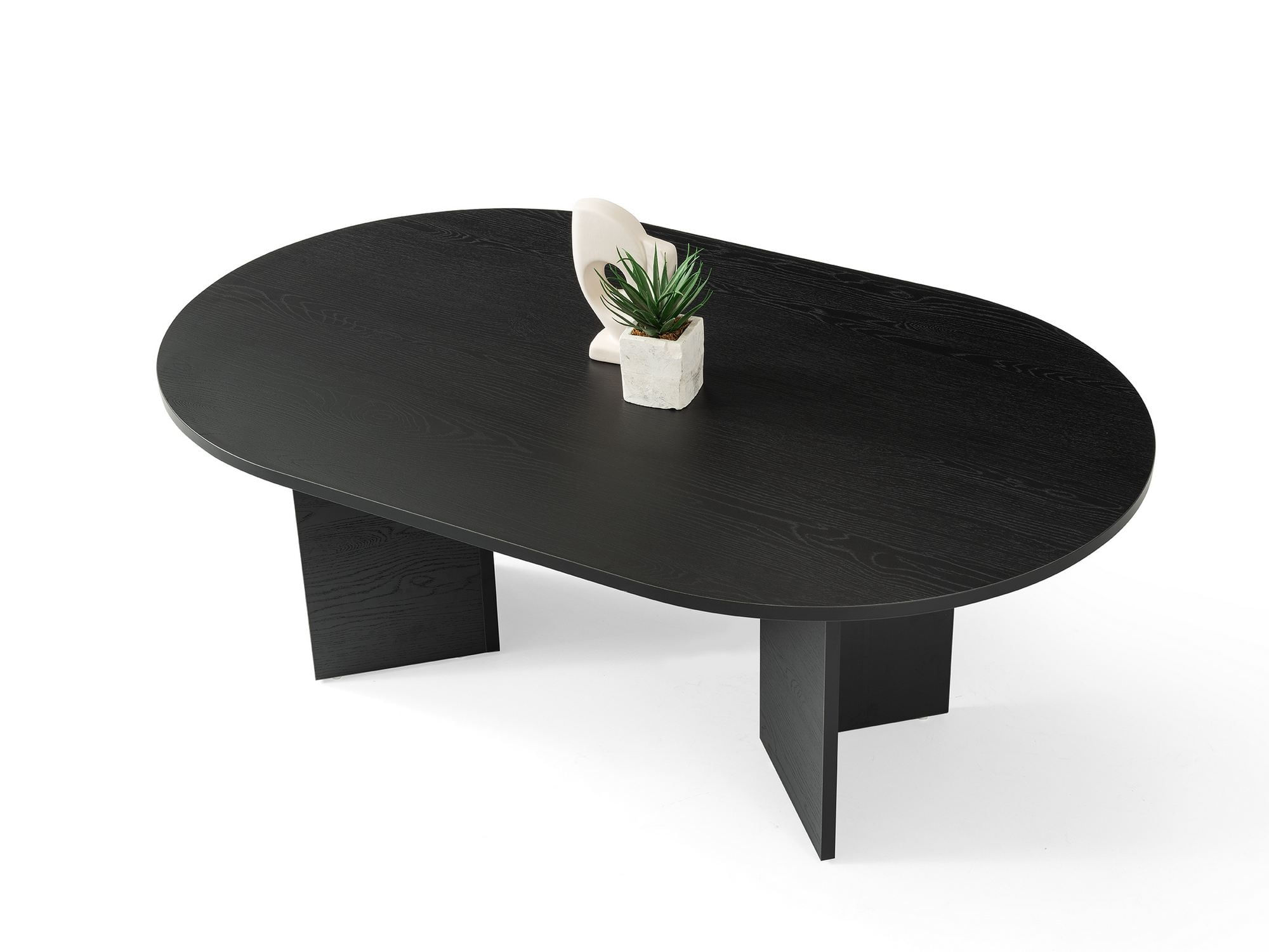 Masa de cafea Oscar, 128 x 42 x 80 cm, lemn negru, PAL melaminat, design compact, wood negru — imaginea 2