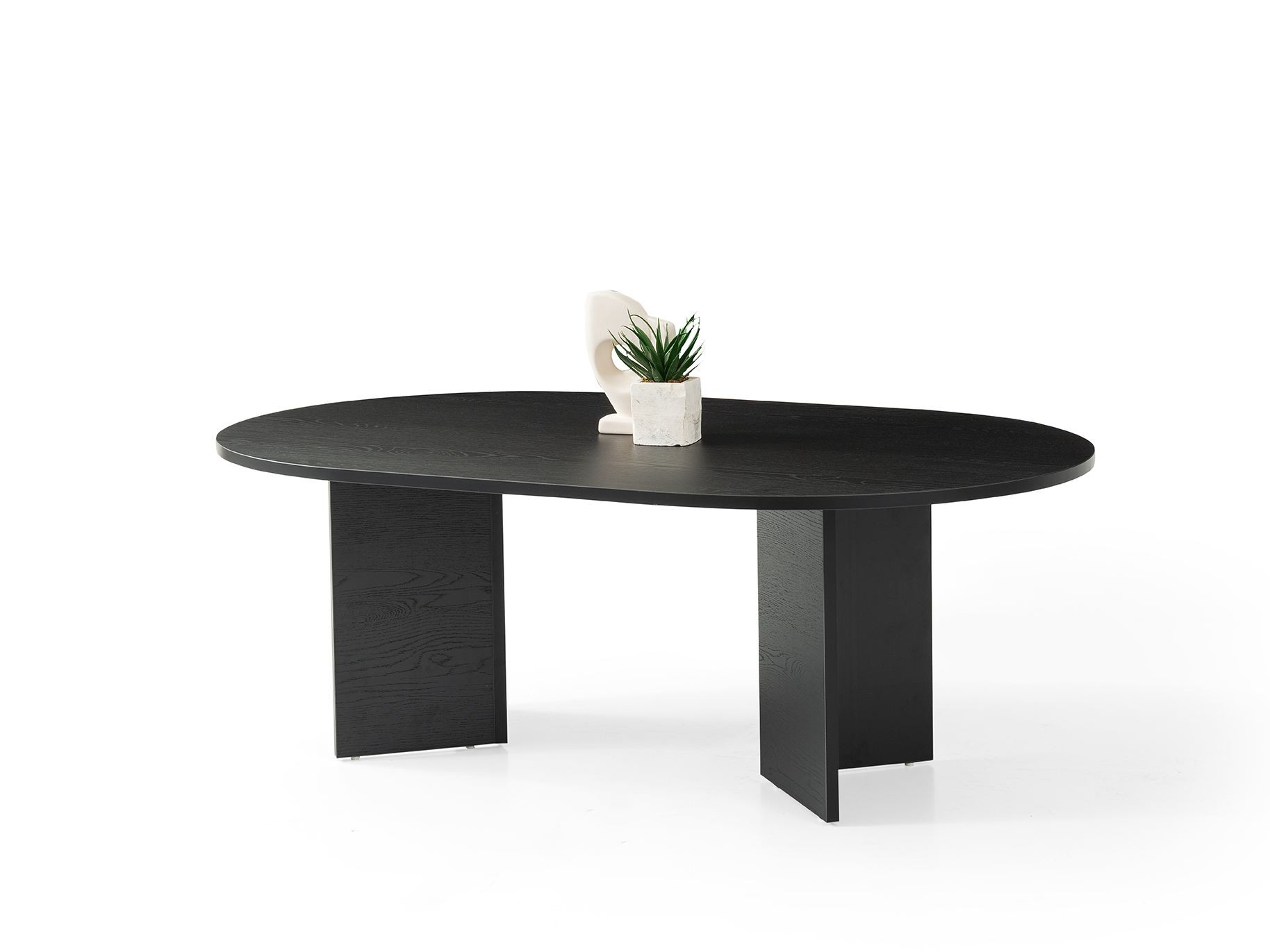 Masa de cafea Oscar, 128 x 42 x 80 cm, lemn negru, PAL melaminat, design compact, wood negru — imaginea 3