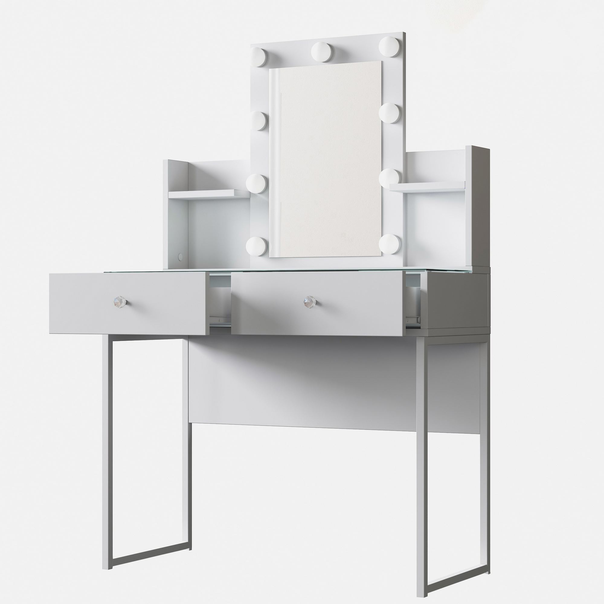 Masa de machiaj BJ145, 90 x 136,8 x 40 cm, alb, PAL — imaginea 9