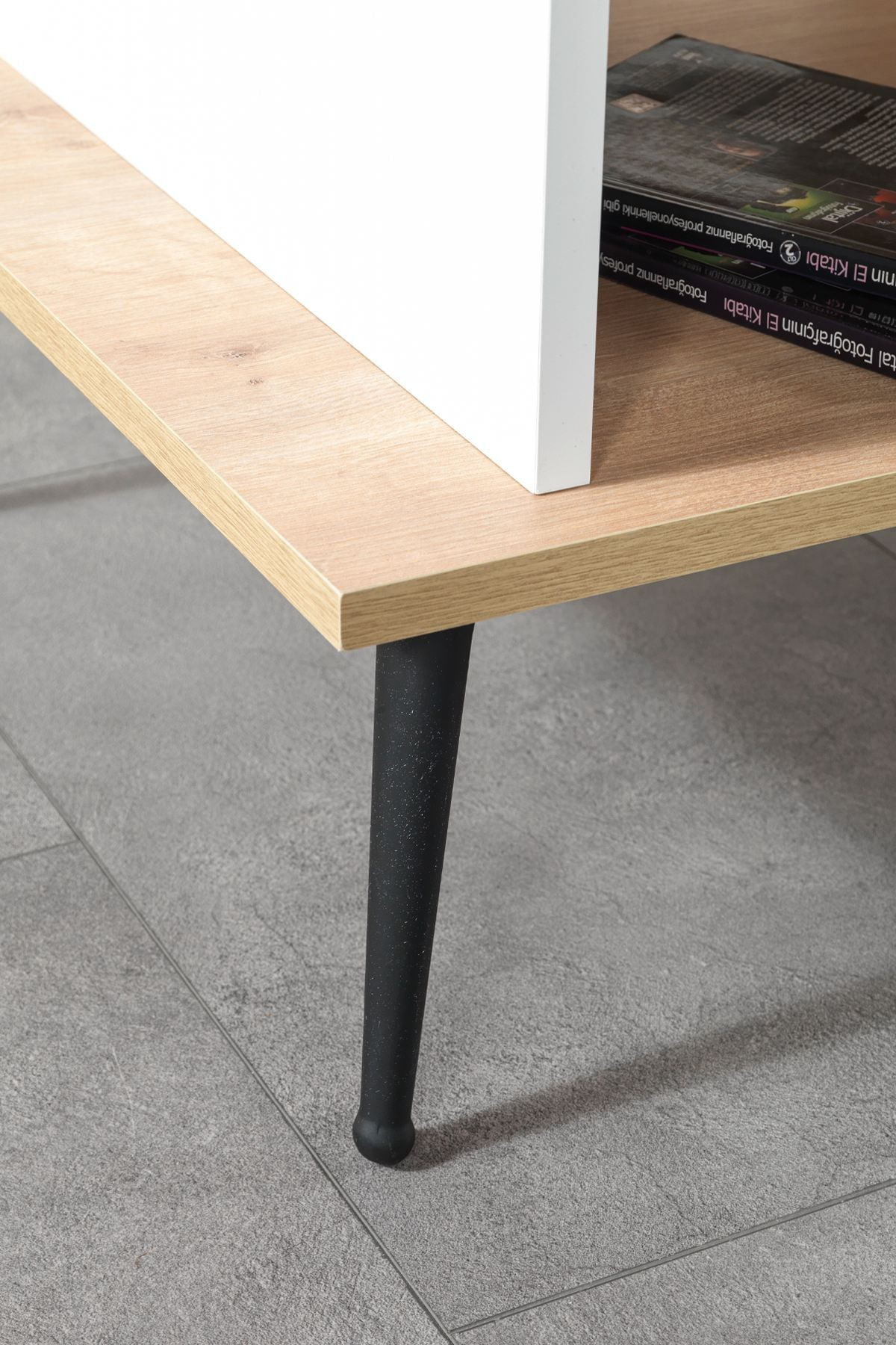 Masa de cafea Şile 2011, 100 x 40 x 56 cm, stejar safir alb, PAL melaminat, design compact — imaginea 4