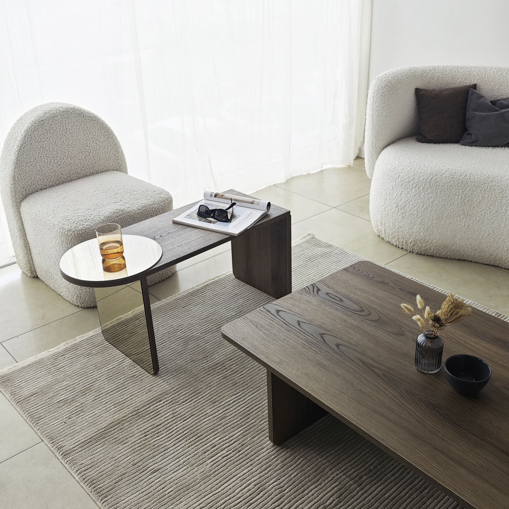 Masa de cafea Luna 2, 105 x 35 x 60 cm, PAL melaminat, design compact, bronz / nuc — imaginea 11