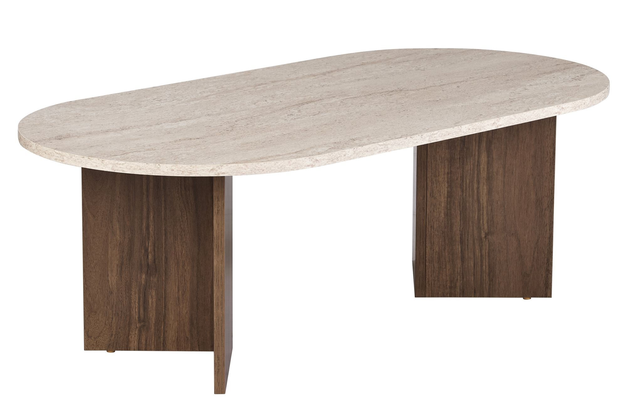 Masa de cafea Sable, 119 x 40 x 60 cm, travertin nuc, PAL melaminat, design compact — imaginea 5