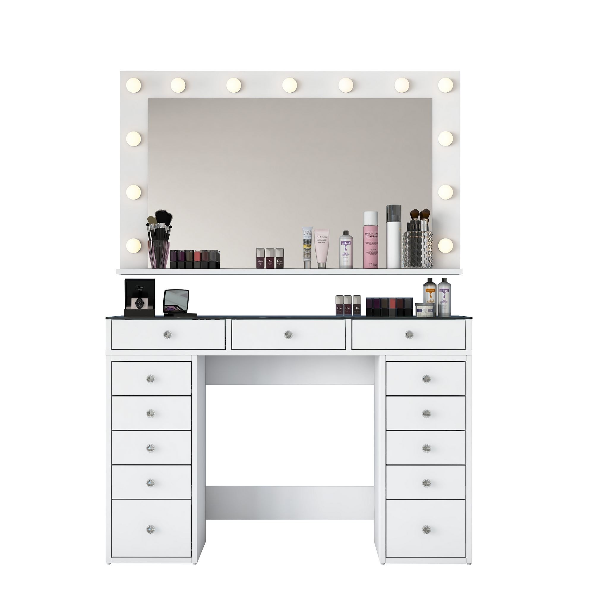 Masa de machiaj BJ197, 120 x 79,8 x 44,5 cm, alb, PAL, oglinda inclusa — imaginea 8