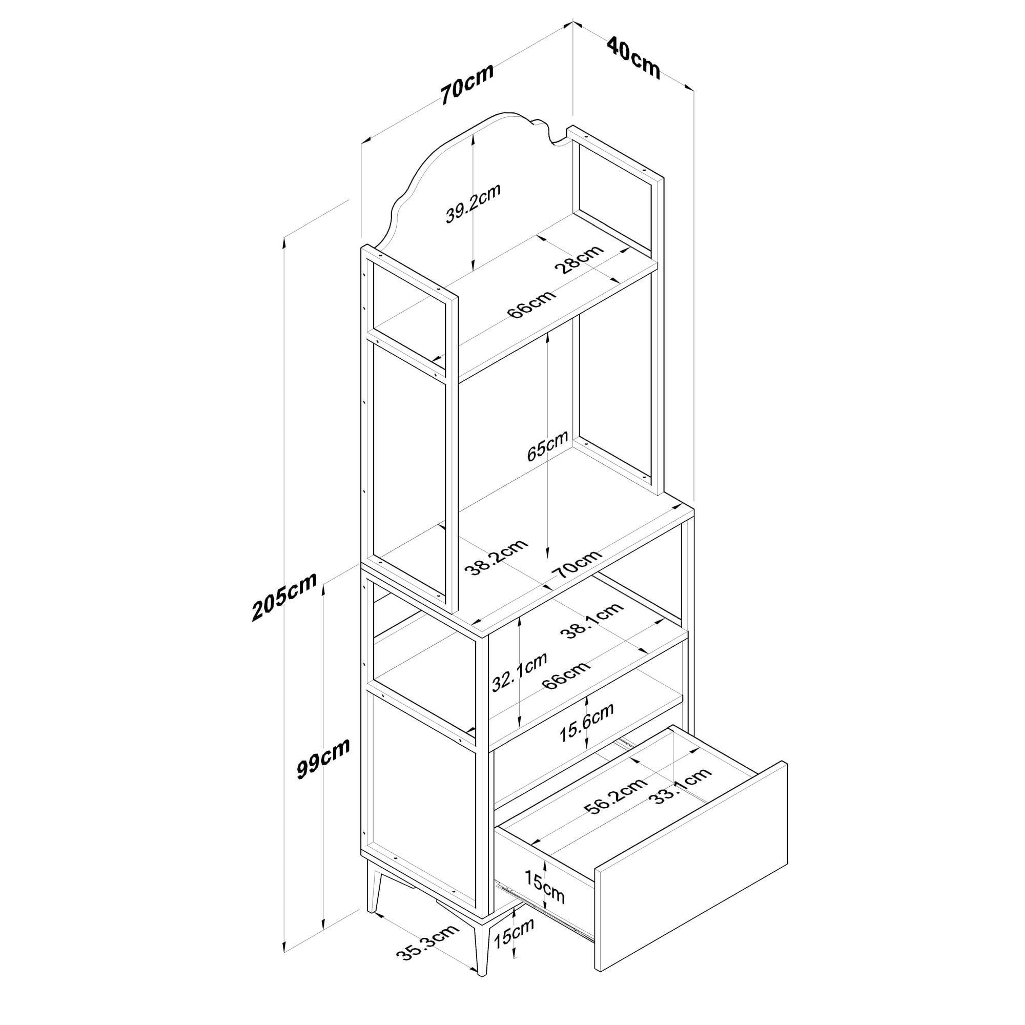 Dulap JE155, 70 x 205 x 40 cm, alb, PAL, spatiu de depozitare, fixare pe perete — imaginea 7