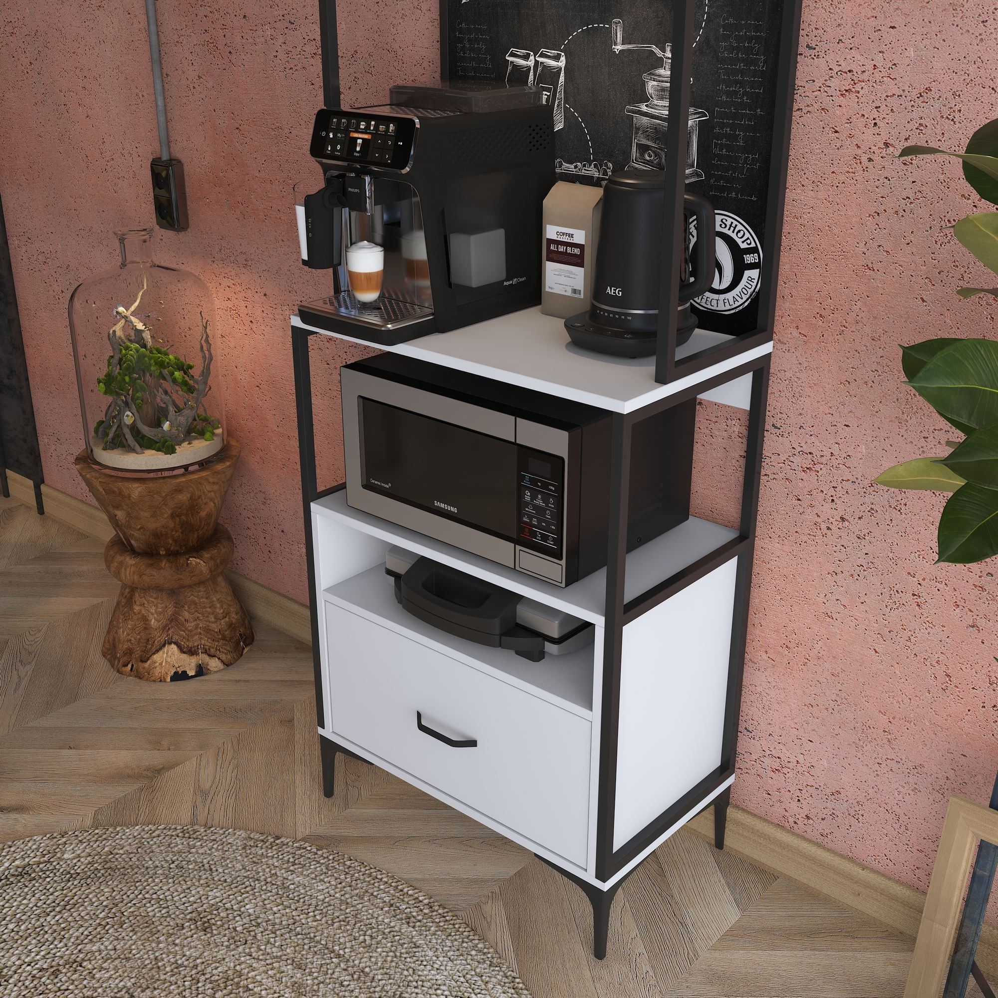 Dulap JE155, 70 x 205 x 40 cm, alb, PAL, spatiu de depozitare, fixare pe perete — imaginea 10
