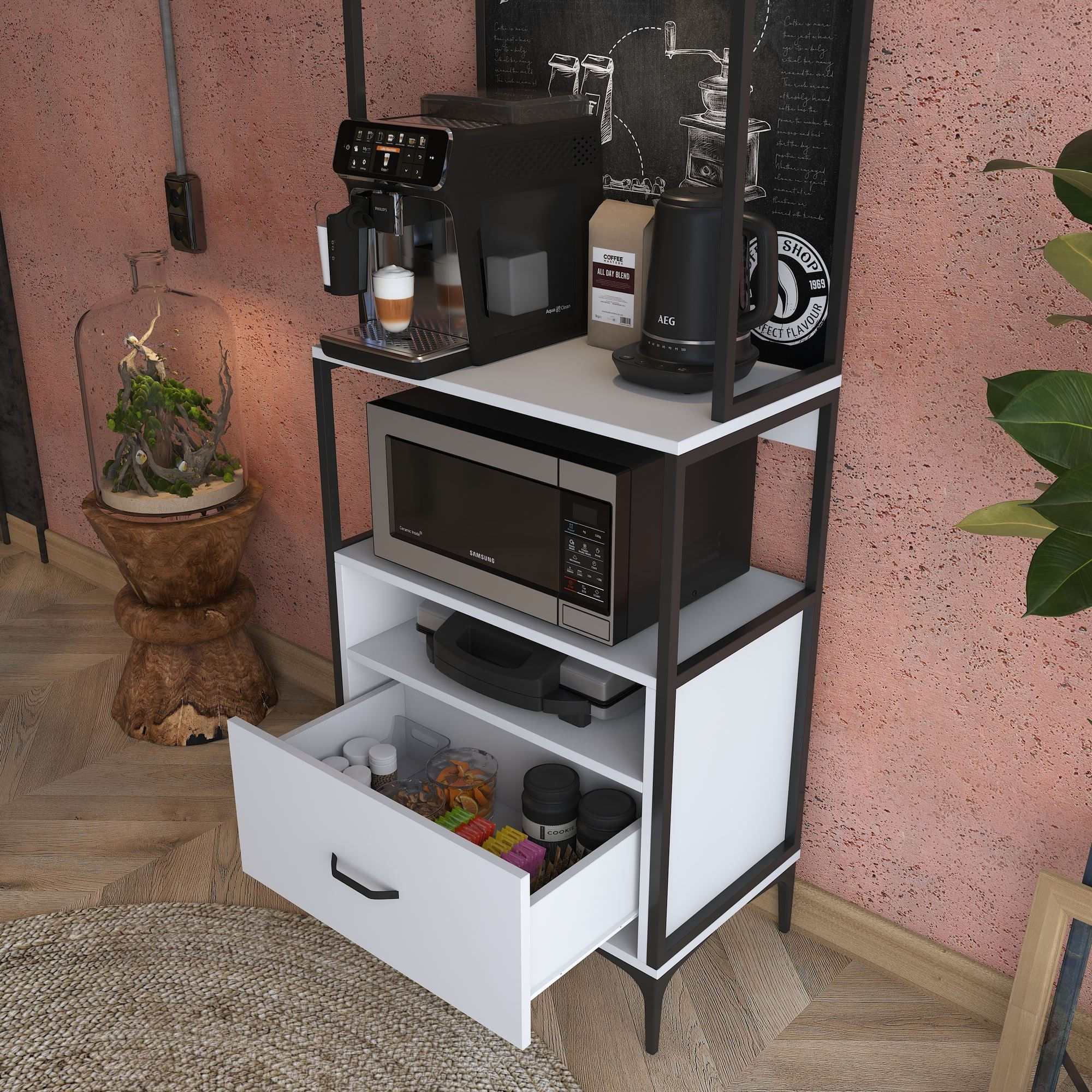 Dulap JE155, 70 x 205 x 40 cm, alb, PAL, spatiu de depozitare, fixare pe perete — imaginea 12