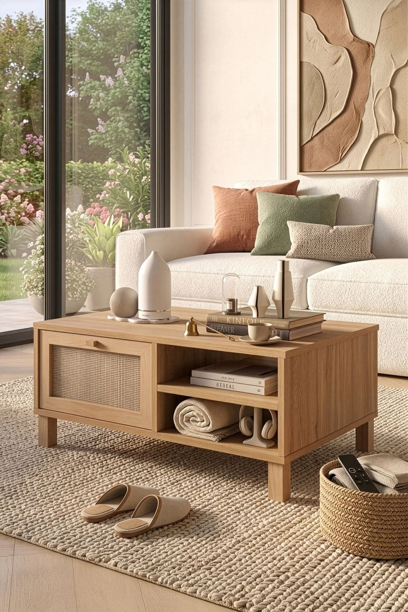 Masa de cafea Dune - DN3-SJ, 90 x 38,6 x 60 cm, stejar, PAL melaminat, design compact — imaginea 3