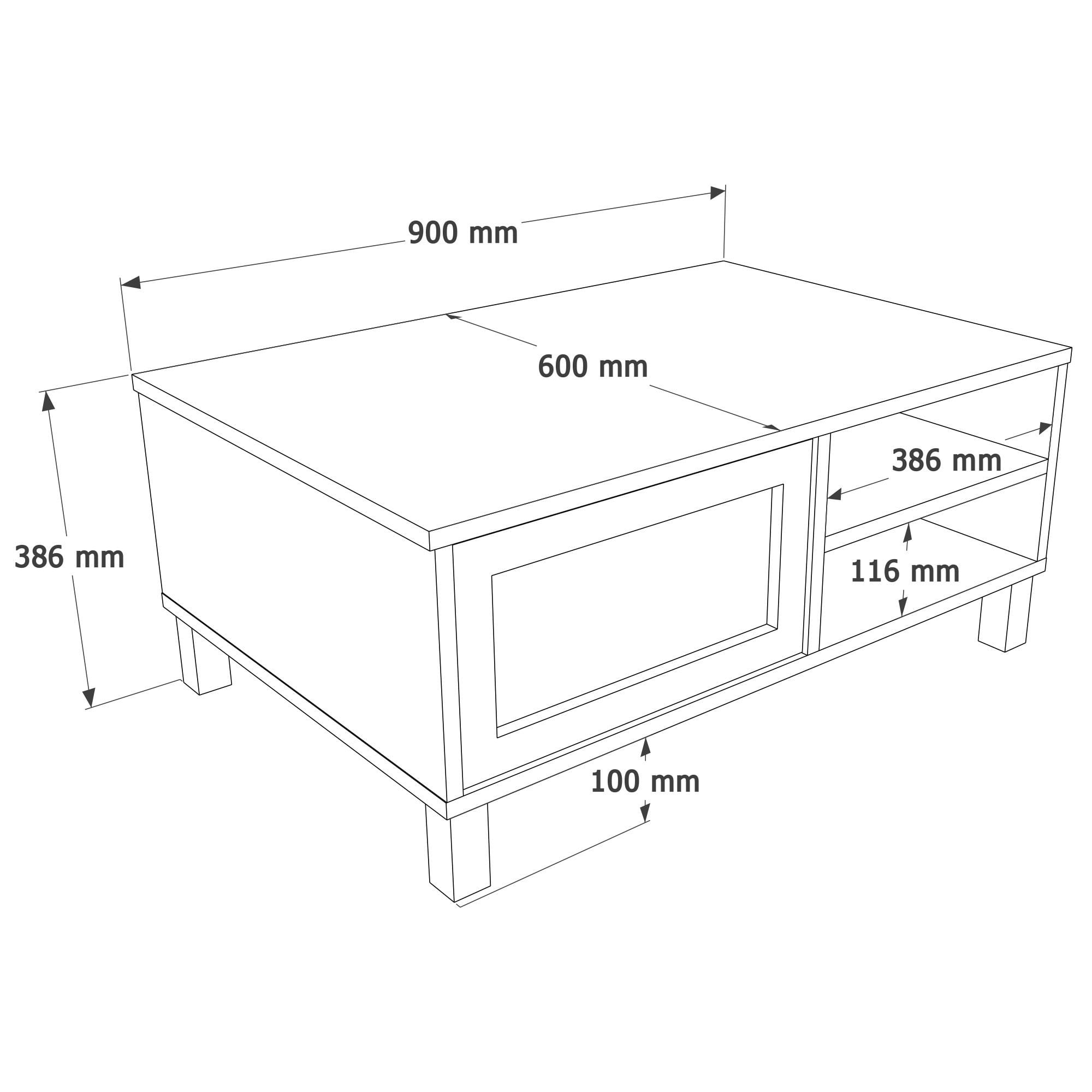 Masa de cafea Dune - DN3-SJ, 90 x 38,6 x 60 cm, stejar, PAL melaminat, design compact — imaginea 4