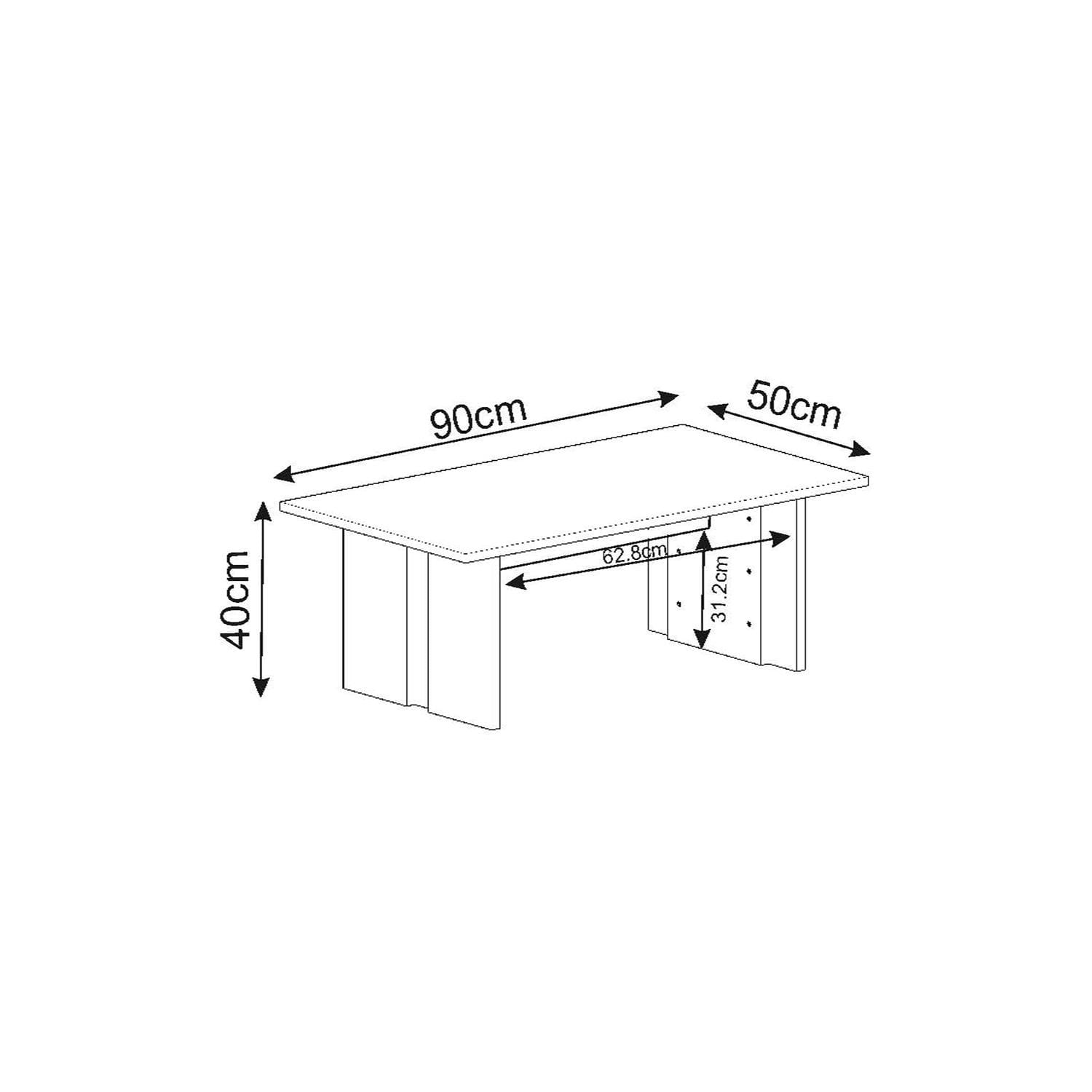 Masa de cafea Ravello, 90 x 40 x 50 cm, negru marmura, PAL melaminat, design compact, negru / marble — imaginea 3
