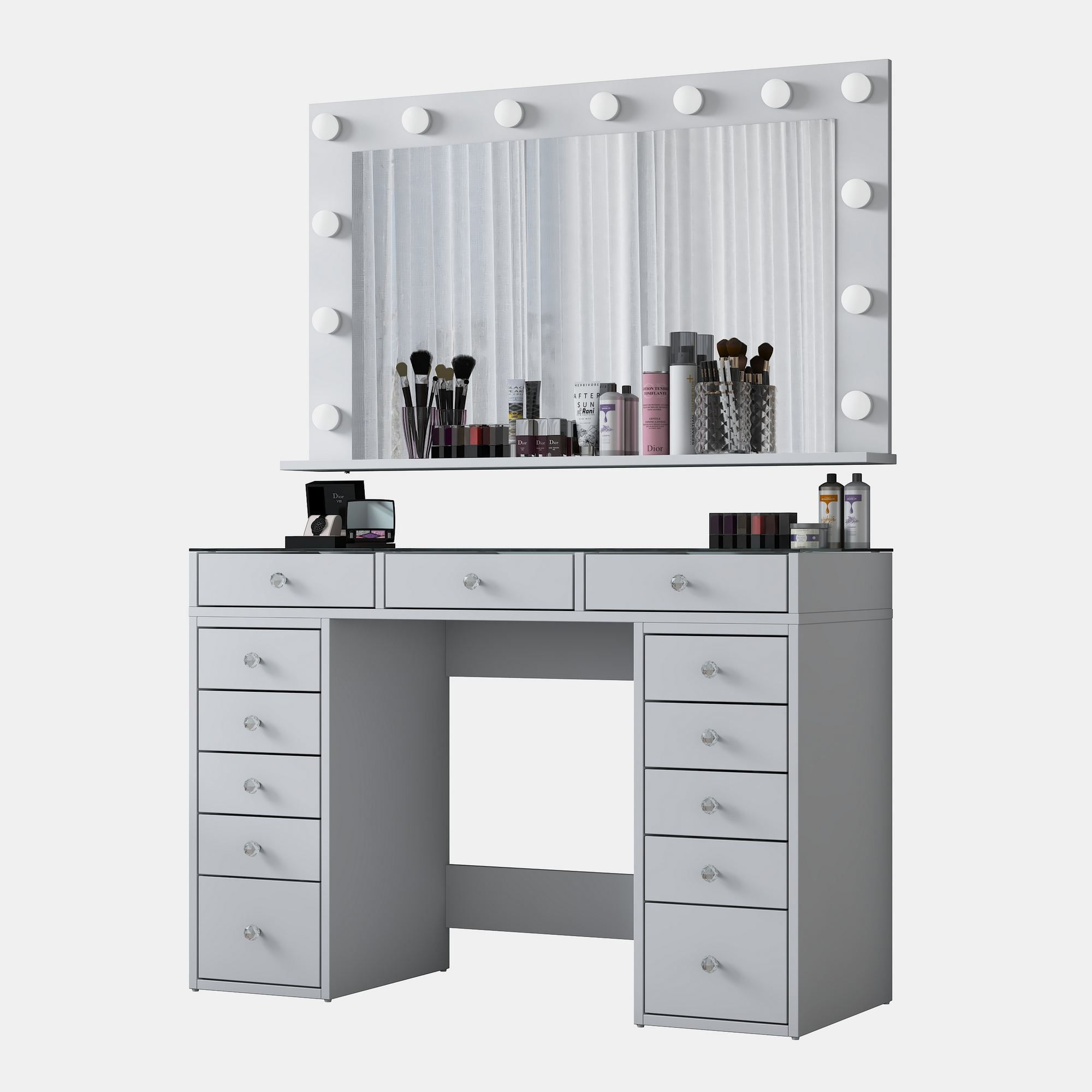 Masa de machiaj BJ195, 120 x 79,8 x 44,5 cm, alb, PAL, oglinda inclusa — imaginea 4
