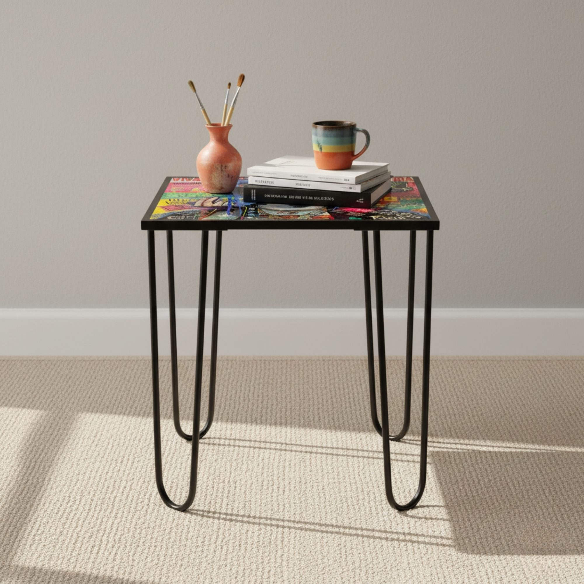 Masa de cafea Shb-032-D, 53 x 55 x 53 cm, multicolor, metal, design compact — imaginea 2