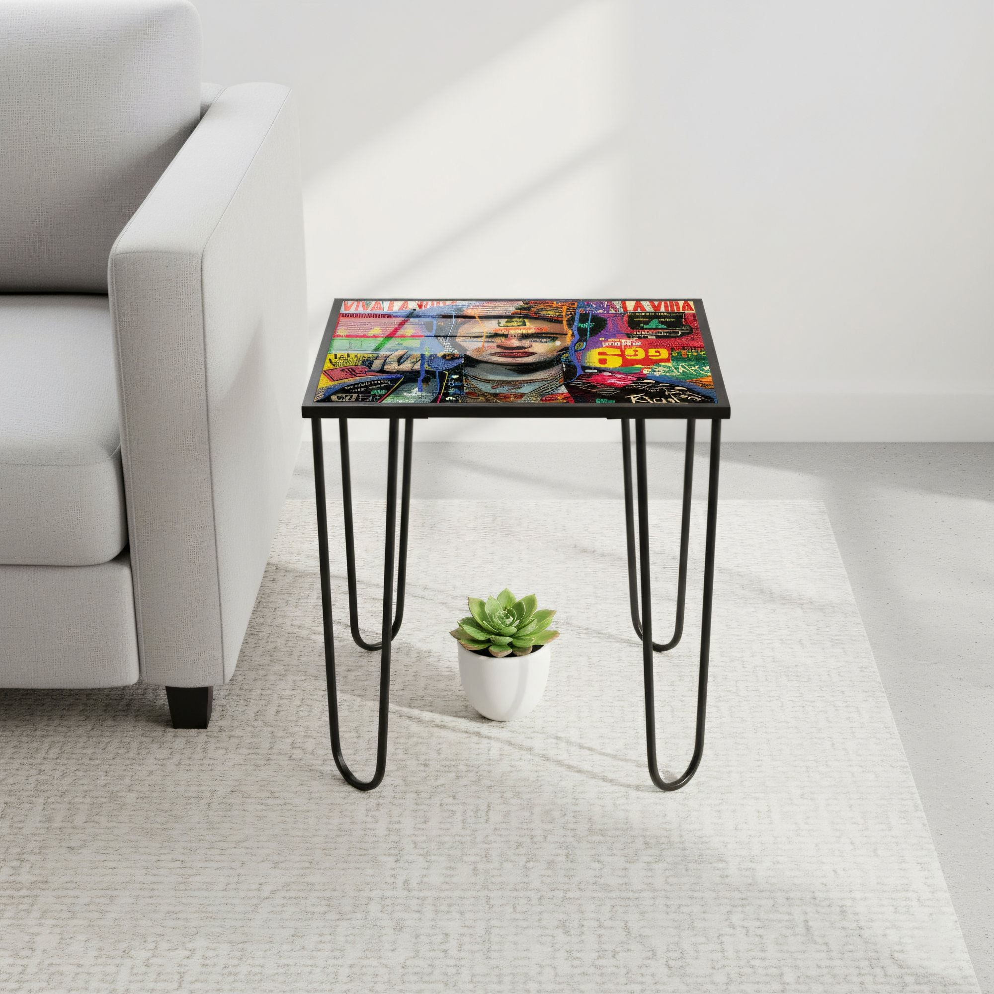 Masa de cafea Shb-032-D, 53 x 55 x 53 cm, multicolor, metal, design compact — imaginea 4