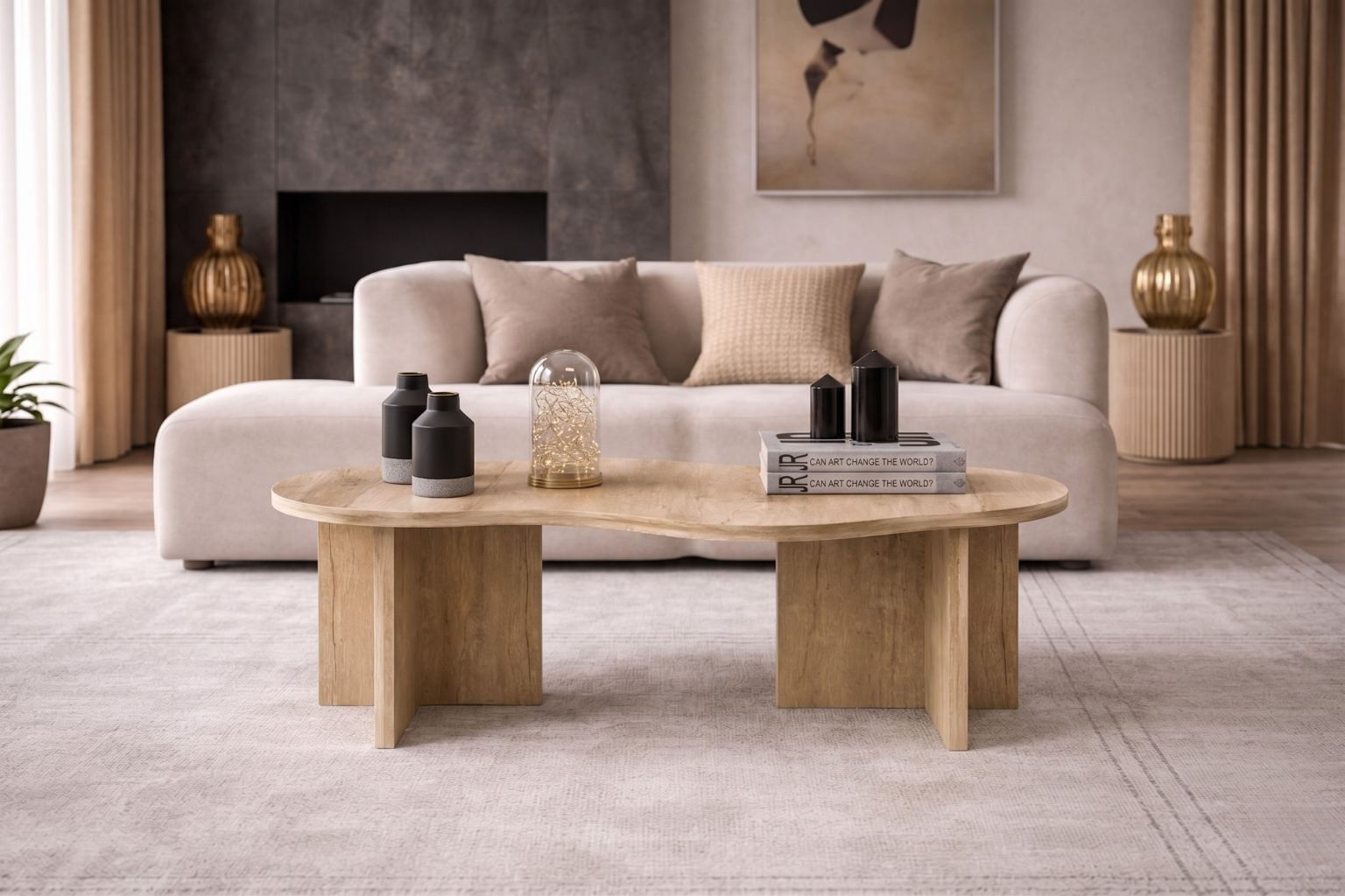Masa de cafea Messina, 120 x 41,8 x 55 cm, stejar safir, PAL melaminat, design compact — imaginea 2