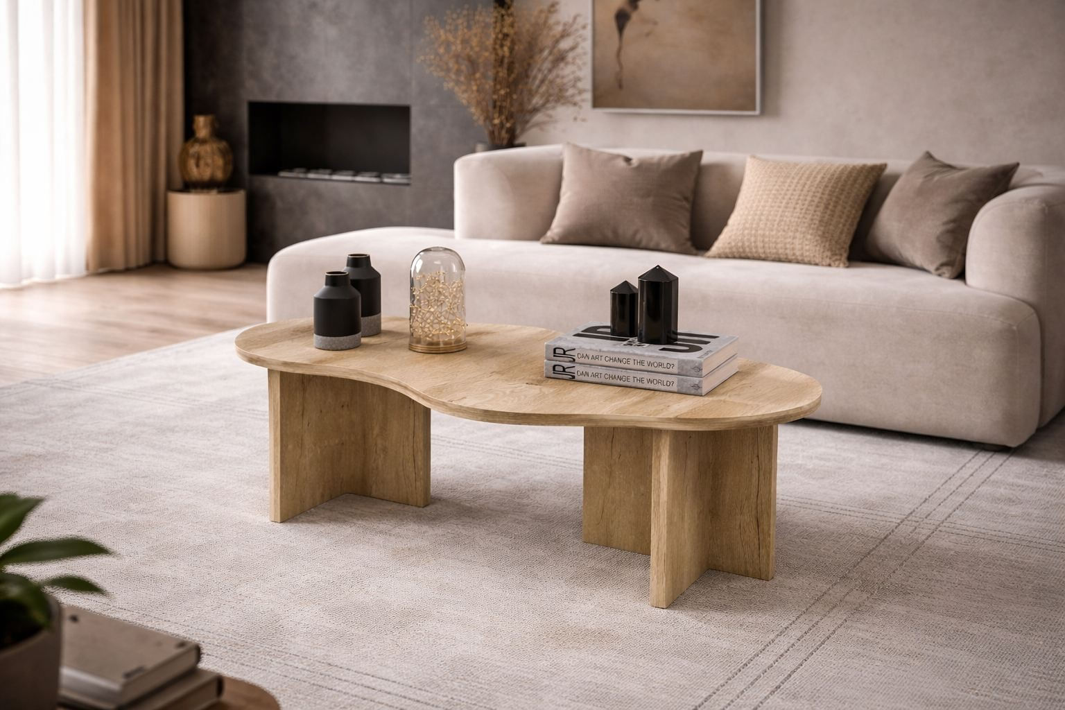 Masa de cafea Messina, 120 x 41,8 x 55 cm, stejar safir, PAL melaminat, design compact — imaginea 3