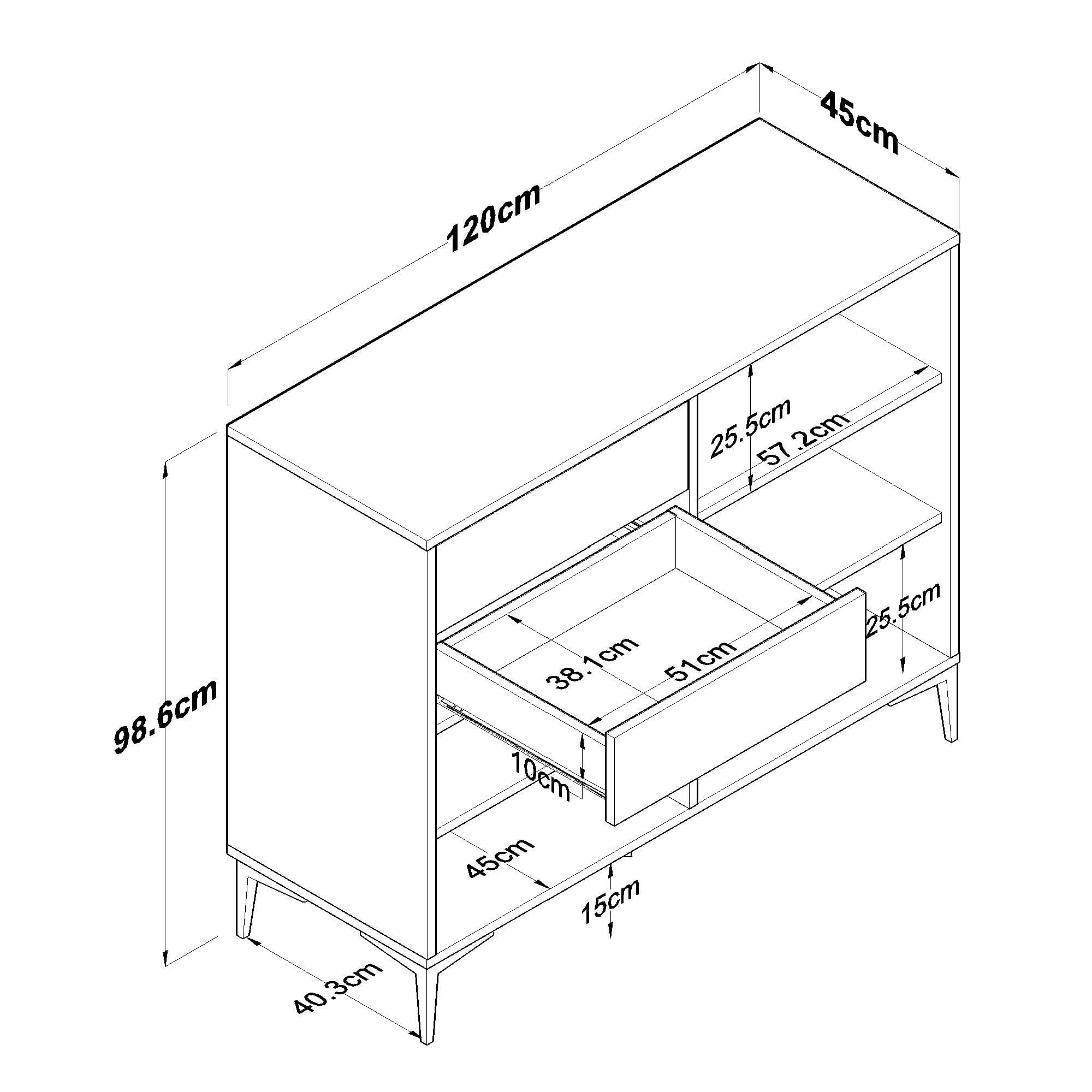 Dulap JE210, 120 x 98,6 x 45 cm, alb nuc, PAL, spatiu de depozitare, fixare pe perete — imaginea 3