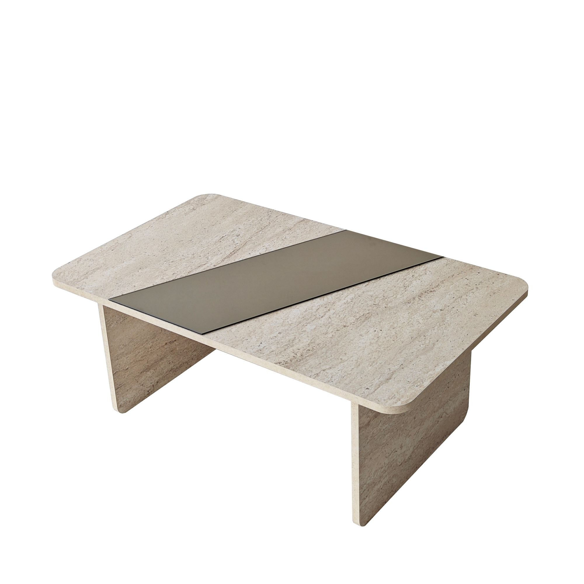 Masa de cafea Favorite, 120 x 38 x 60 cm, PAL melaminat, oglinda LED, bronz / travertin — imaginea 2