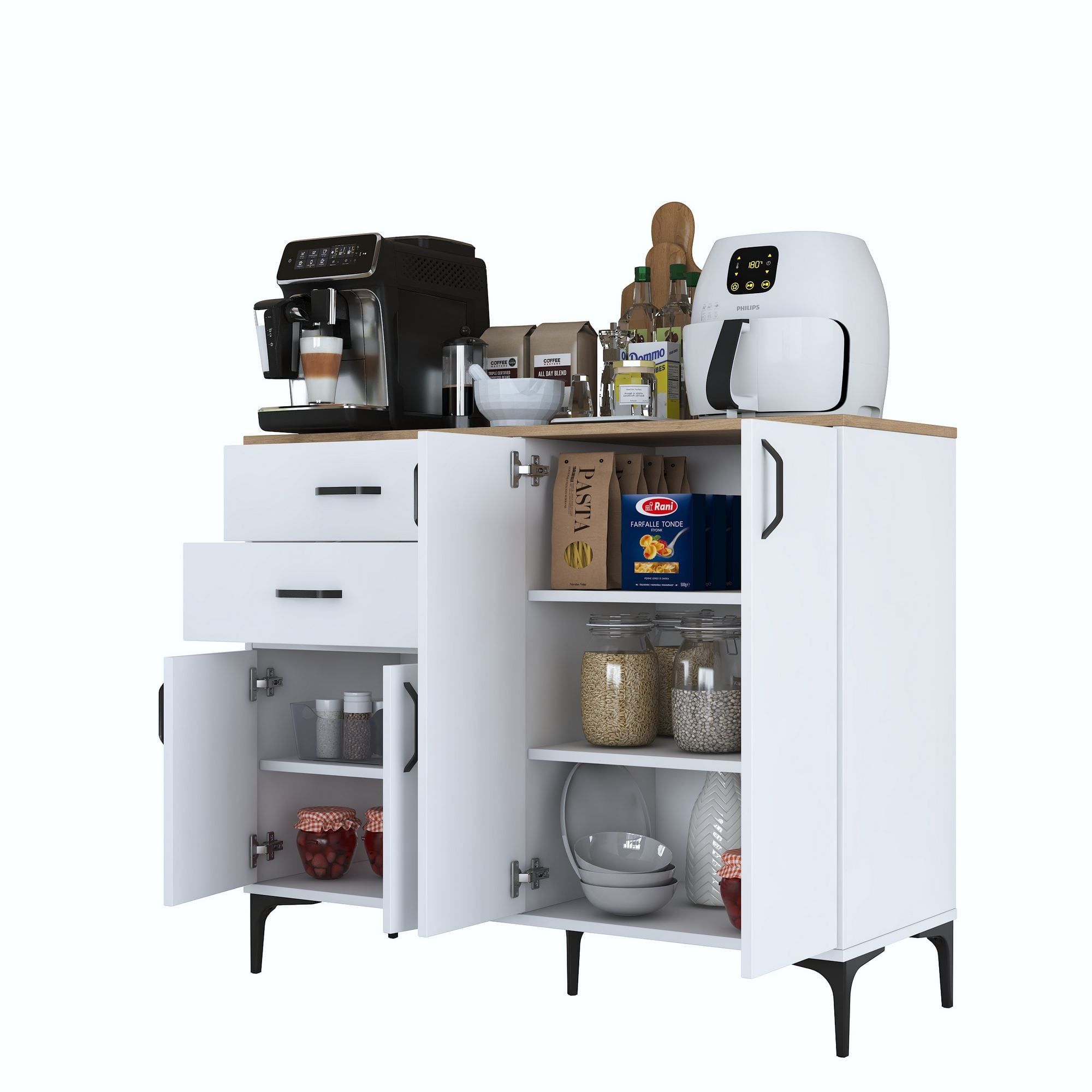 Dulap JE210, 120 x 98,6 x 45 cm, alb nuc, PAL, spatiu de depozitare, fixare pe perete — imaginea 5