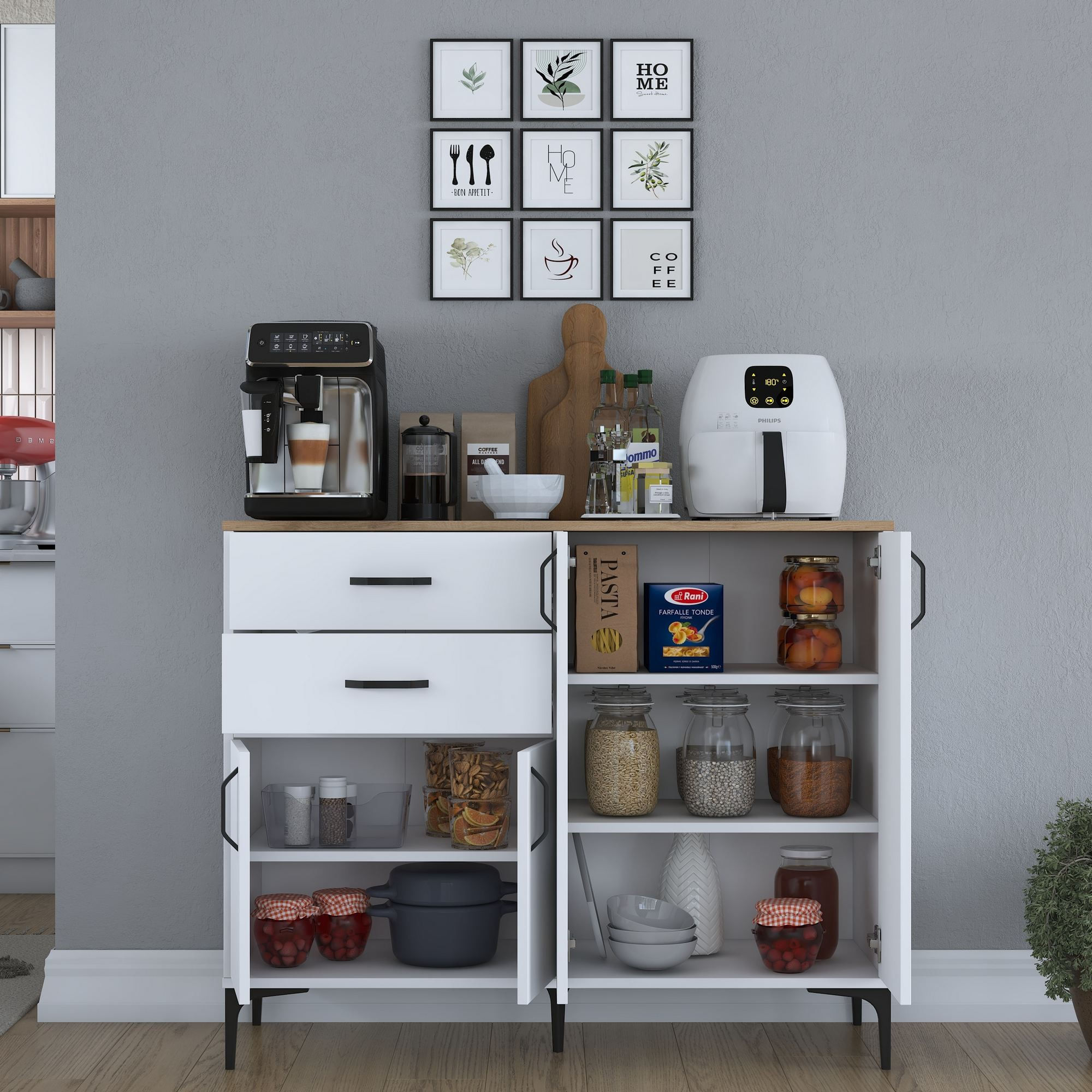 Dulap JE210, 120 x 98,6 x 45 cm, alb nuc, PAL, spatiu de depozitare, fixare pe perete — imaginea 6