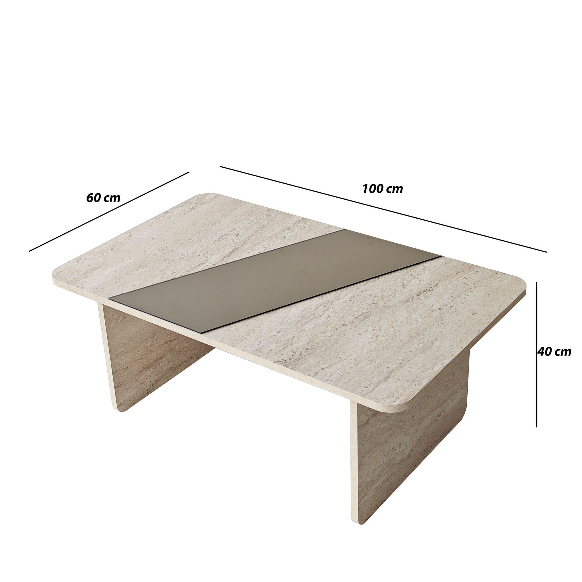Masa de cafea Favorite, 120 x 38 x 60 cm, PAL melaminat, oglinda LED, bronz / travertin — imaginea 7