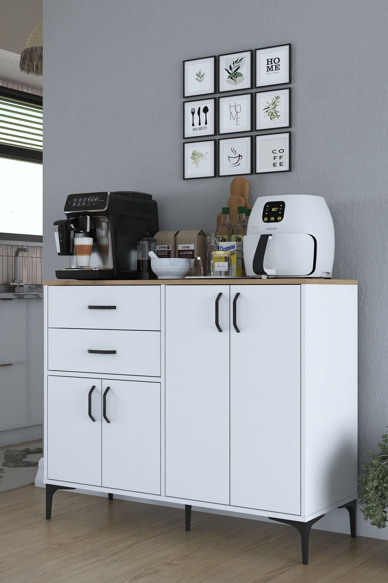 Dulap JE210, 120 x 98,6 x 45 cm, alb nuc, PAL, spatiu de depozitare, fixare pe perete — imaginea 11