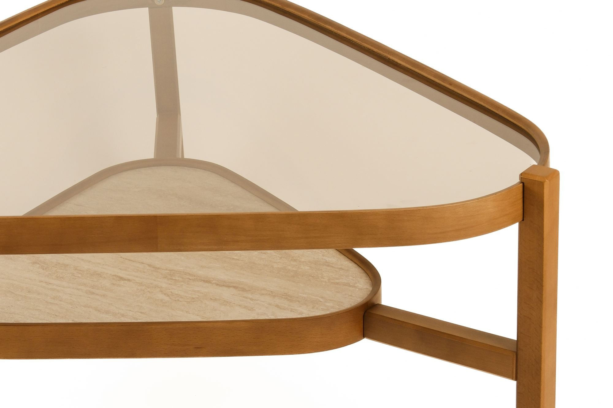 Masa de cafea Capella 95, MDF, design compact, nuc / travertin — imaginea 3
