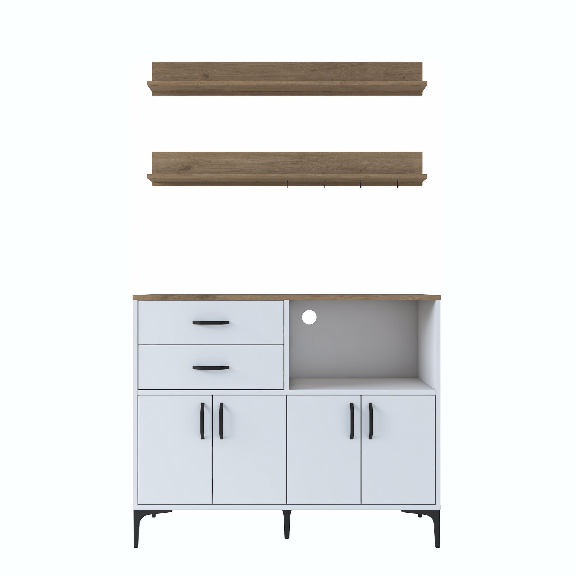Dulap JE235, 120 x 98,8 x 40 cm, alb nuc, PAL, spatiu de depozitare, fixare pe perete — imaginea 3
