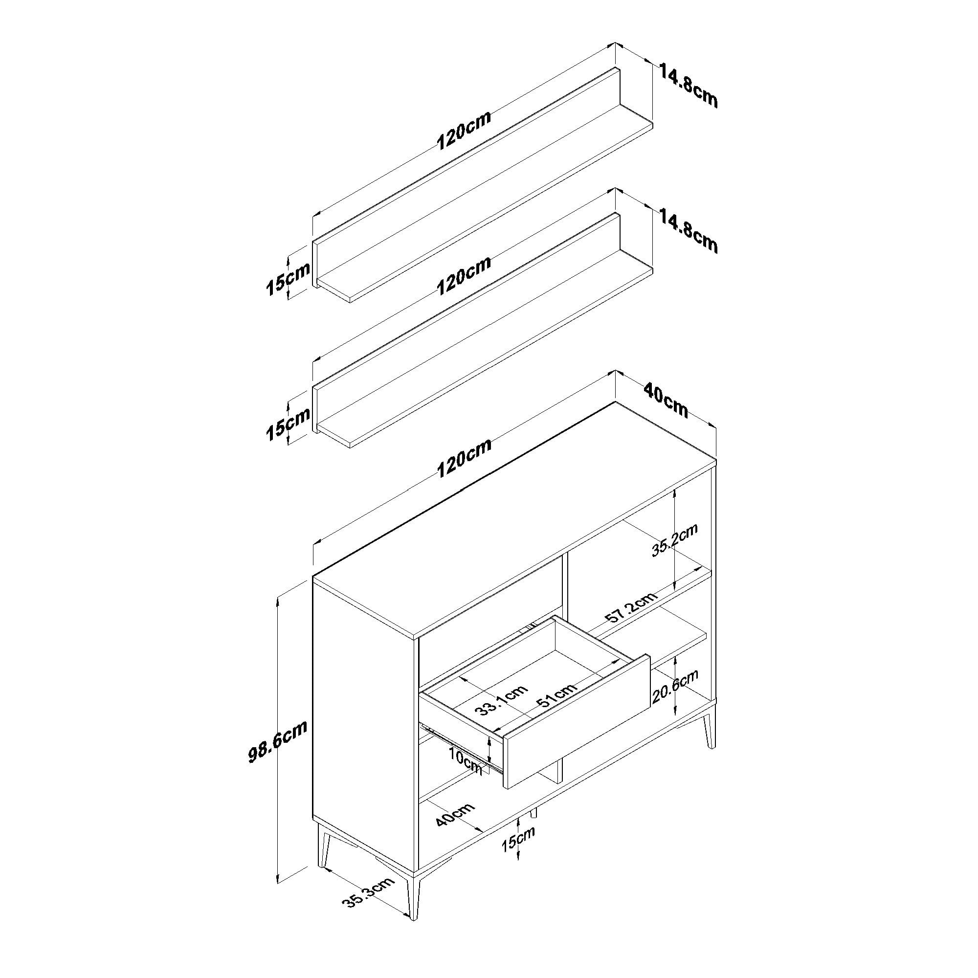 Dulap JE235, 120 x 98,8 x 40 cm, alb nuc, PAL, spatiu de depozitare, fixare pe perete — imaginea 8