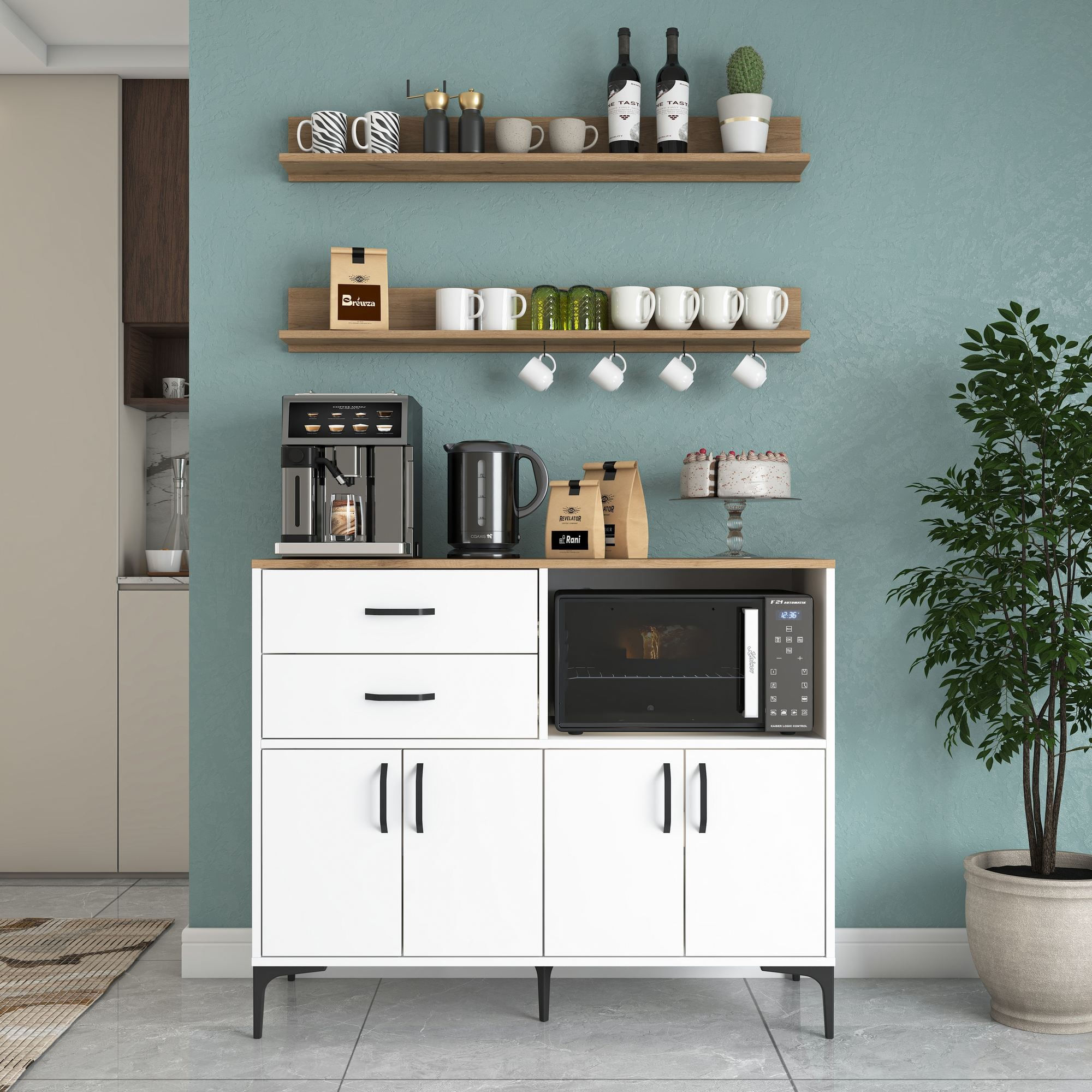 Dulap JE235, 120 x 98,8 x 40 cm, alb nuc, PAL, spatiu de depozitare, fixare pe perete — imaginea 12