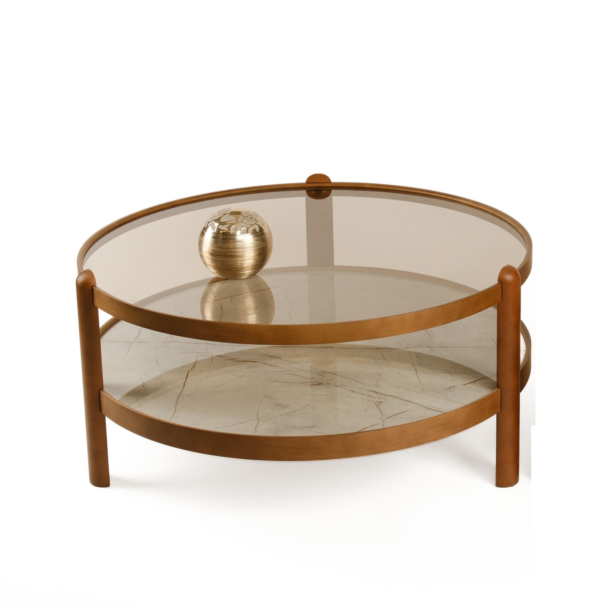 Masa de cafea Golf 100, nuc gri marmura, MDF, design compact, nuc / gri marble — imaginea 2