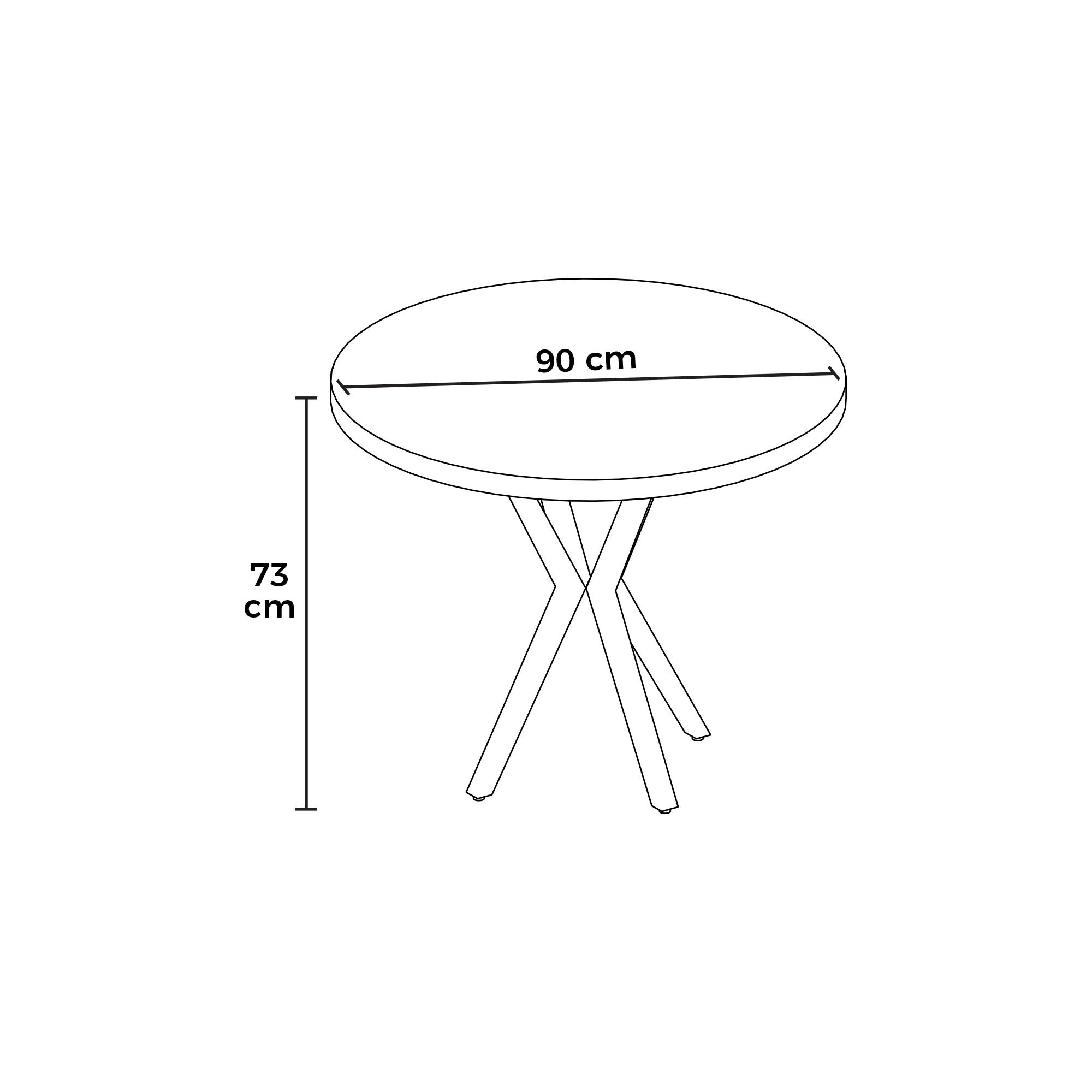 Masa dining Agnes, 90 x 73 x 90 cm, baroque negru, PAL melaminat — imaginea 2