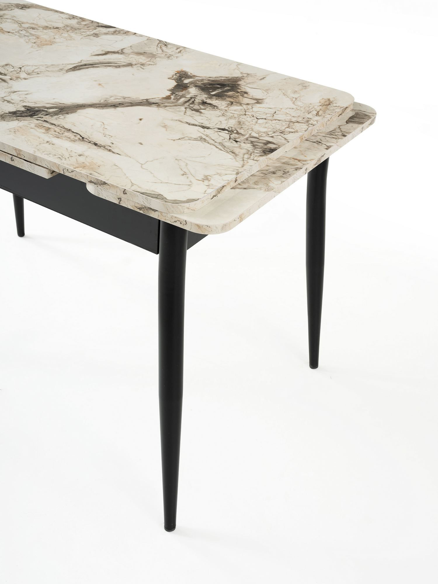Masa dining Kent, 110 x 75 x 70 cm, alb marmura negru, PAL melaminat, capacitate 27 kg, alb marble / negru — imaginea 9