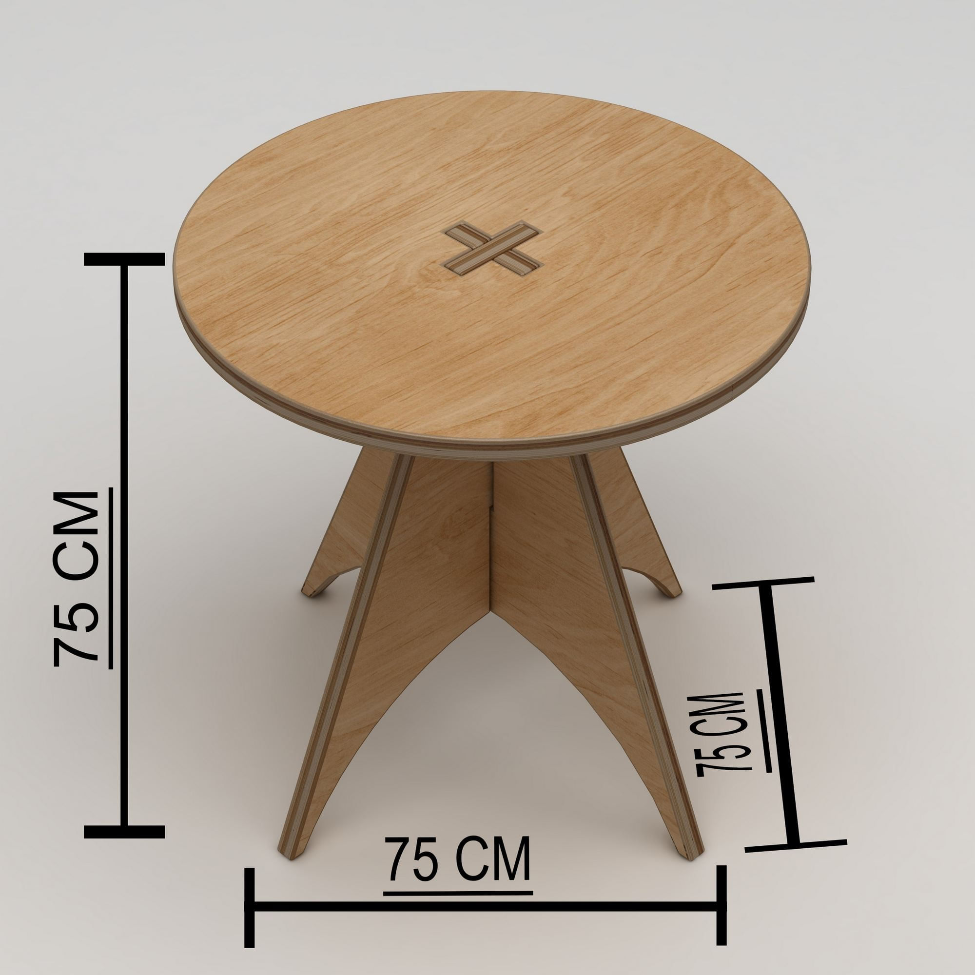 Masa dining Arcus, 75 x 75 x 75 cm, natural lemn, lemn, capacitate 75 kg — imaginea 2