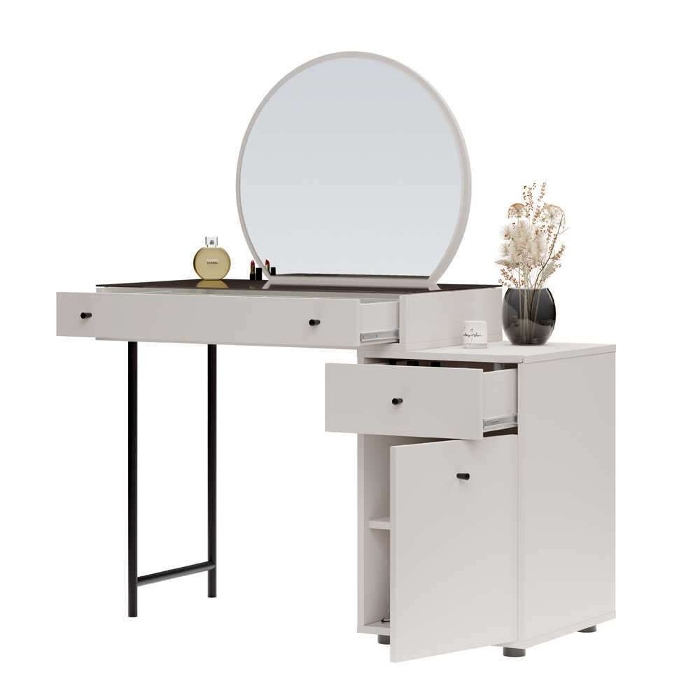 Masa de machiaj Tmu-713-Vv-1, 67 x 181 x 30 cm, bej bej mink, PAL melaminat, spatiu de depozitare, fixare pe perete — imaginea 3