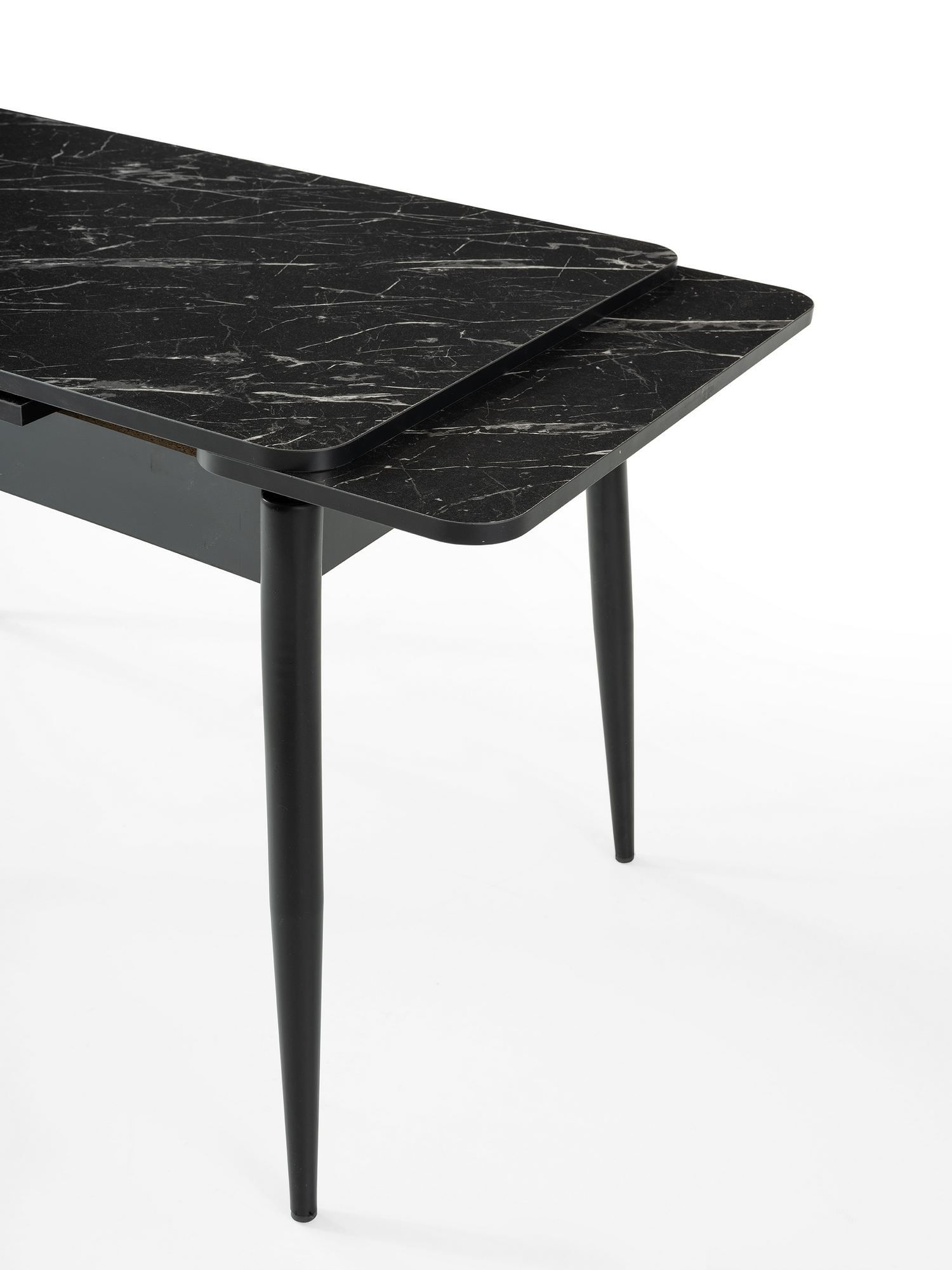 Masa dining Kent, 110 x 75 x 70 cm, negru marmura negru, PAL melaminat, capacitate 27 kg, negru marble / negru — imaginea 2