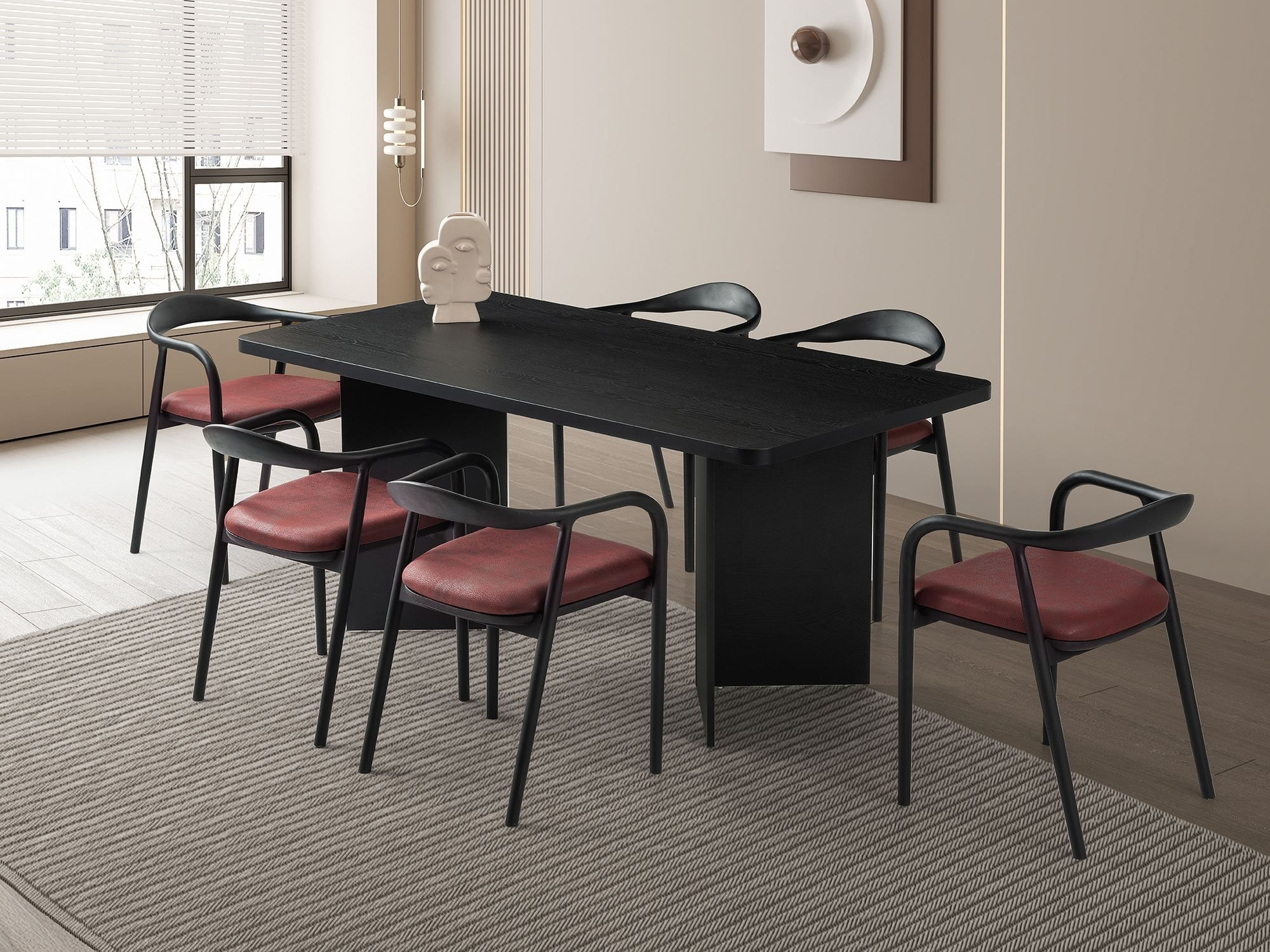 Masa dining Loft, 180 x 77 x 90 cm, lemn negru, PAL melaminat, capacitate 100 kg — imaginea 6