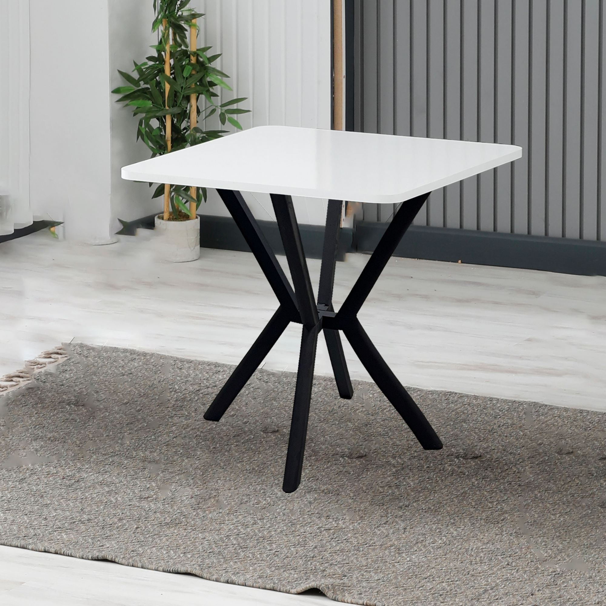 Masa dining Elma, 70 x 74 x 70 cm, PAL melaminat, alb — imaginea 3
