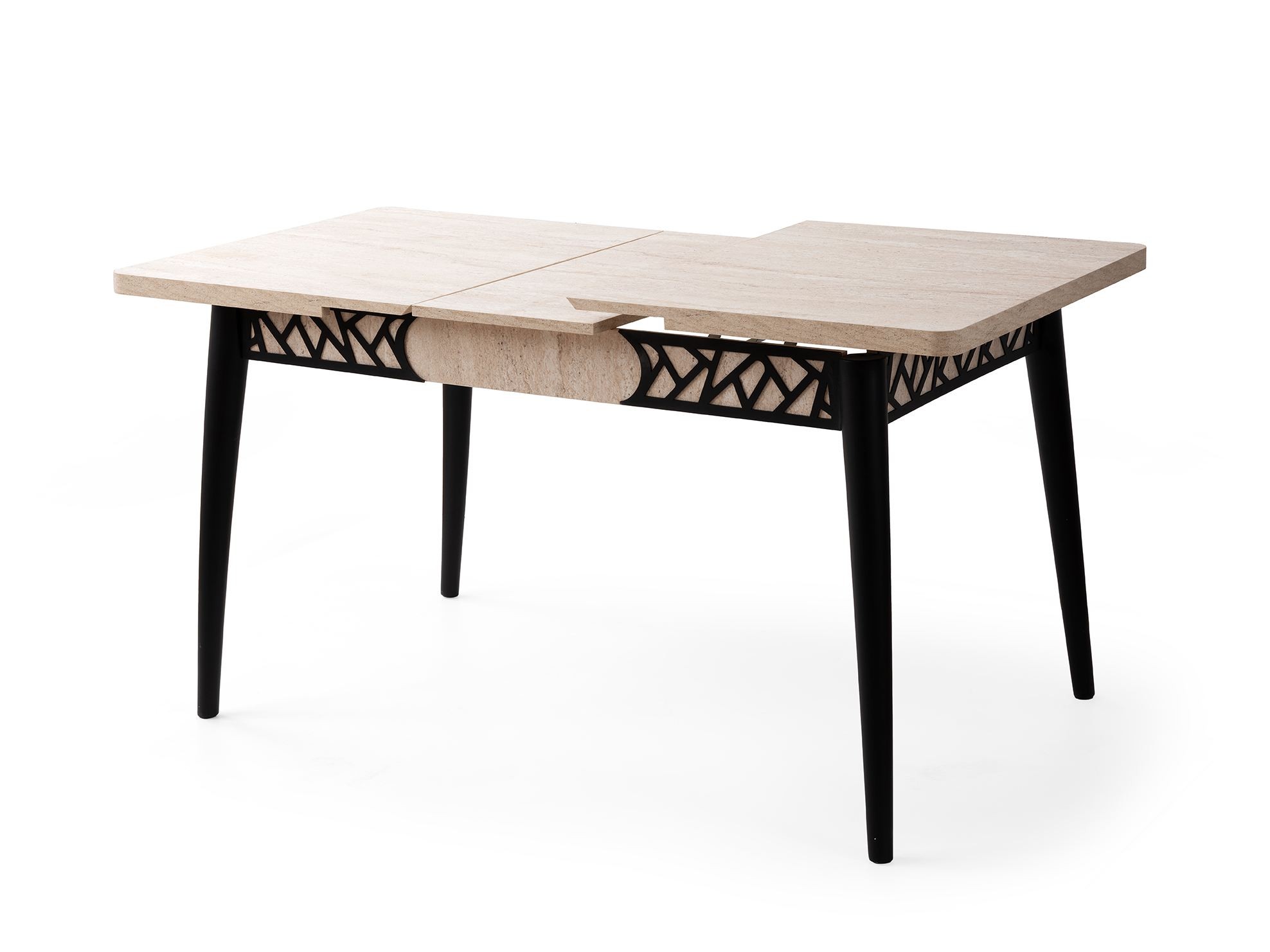 Masa dining Mira, 130 x 75 x 80 cm, travertin negru, PAL melaminat, capacitate 30 kg — imaginea 4