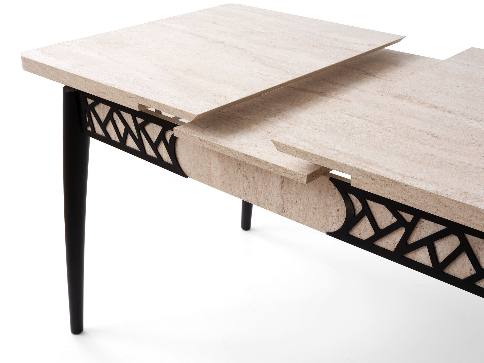 Masa dining Mira, 130 x 75 x 80 cm, travertin negru, PAL melaminat, capacitate 30 kg — imaginea 7