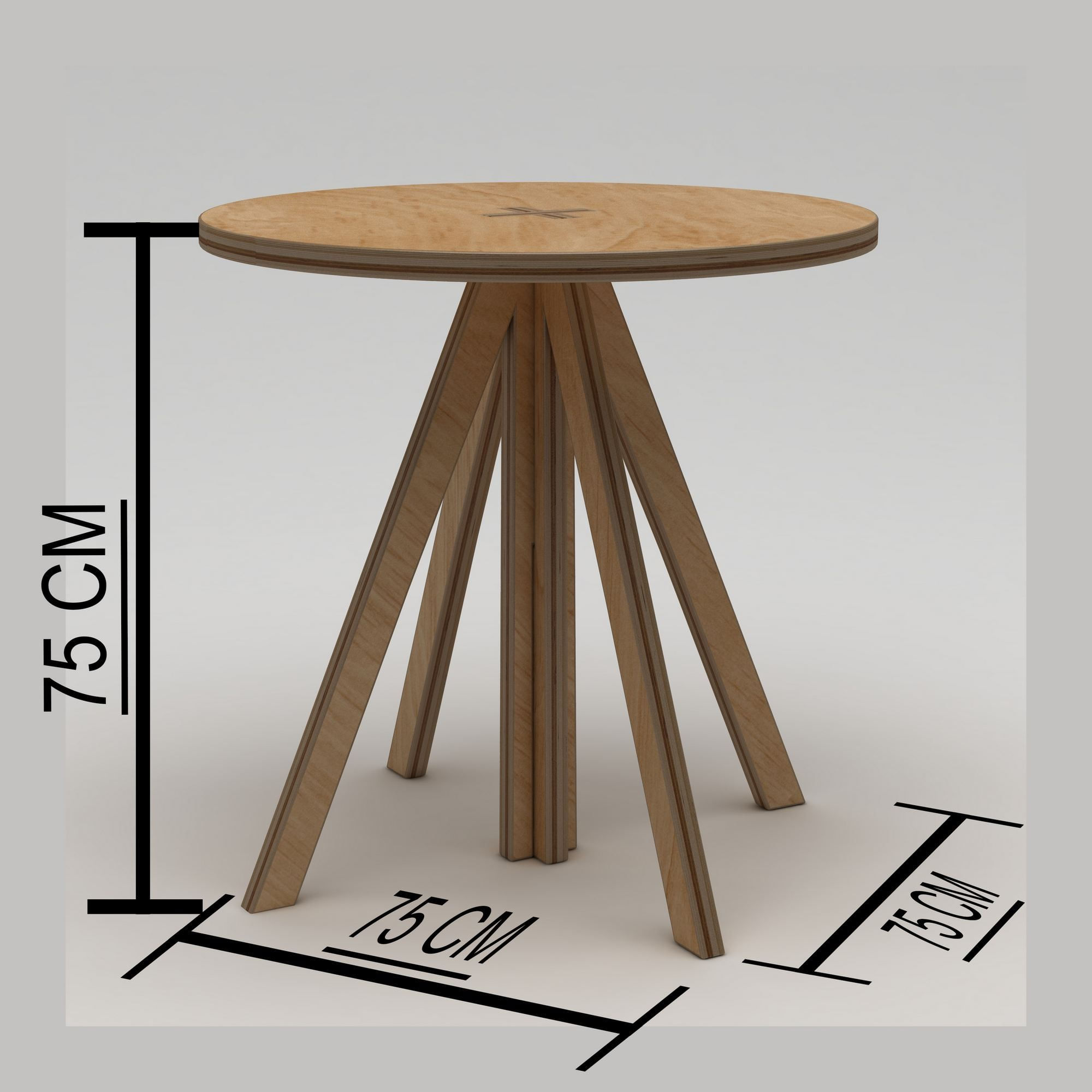 Masa dining Tripus, 75 x 75 x 75 cm, natural lemn, lemn, capacitate 75 kg — imaginea 4