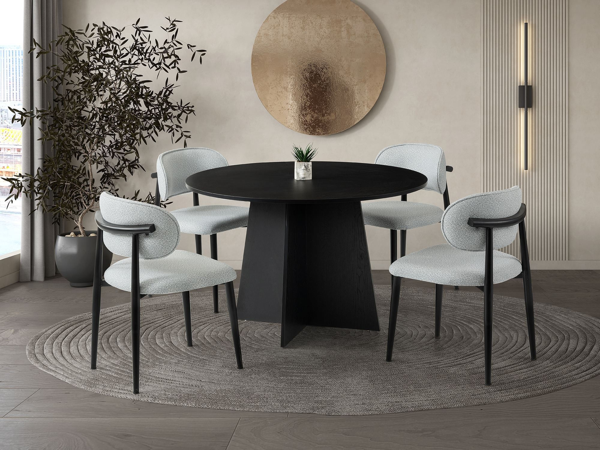 Masa dining Loop, 140 x 75 x 80 cm, lemn negru, PAL melaminat, capacitate 100 kg, wood negru — imaginea 5