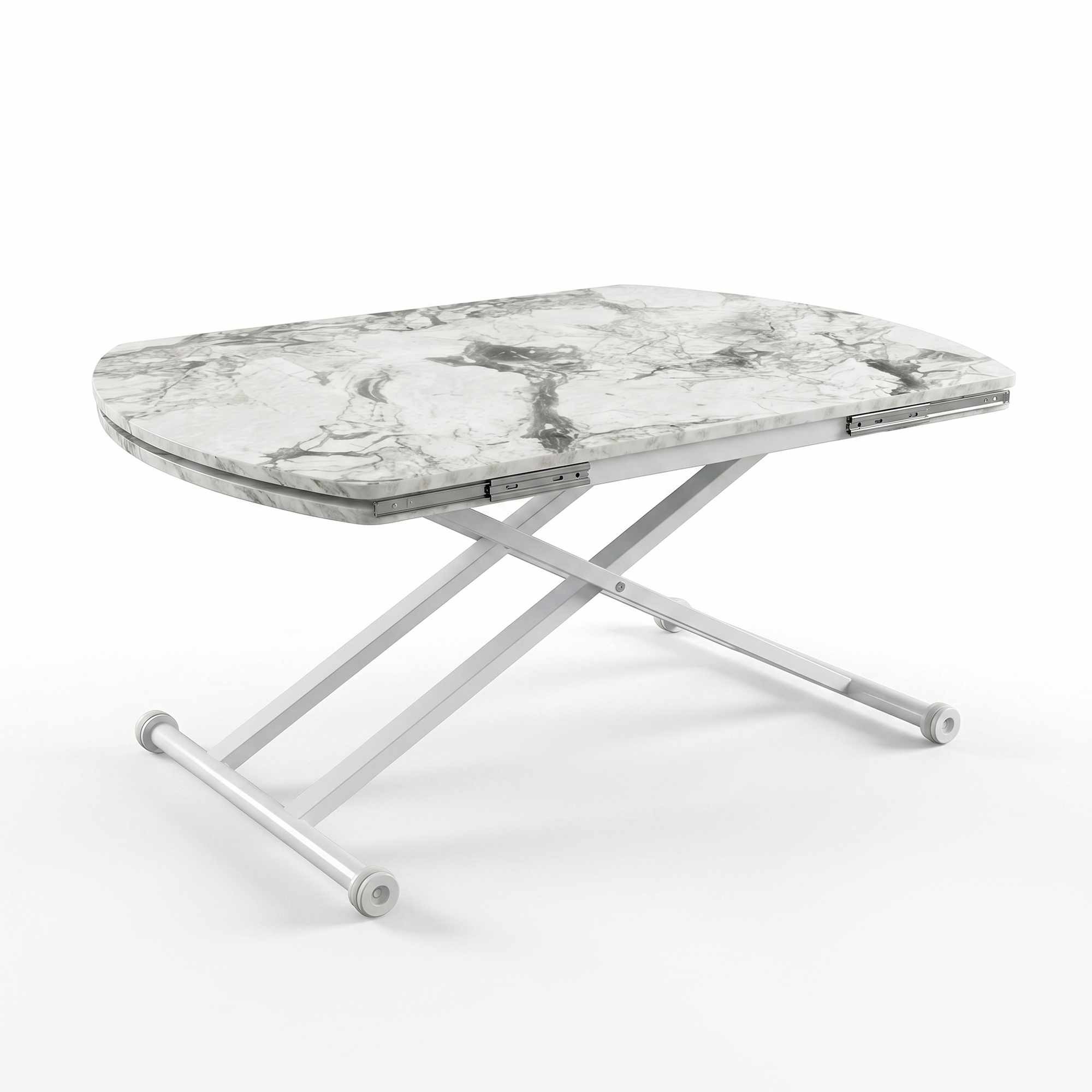 Masa dining Yan Yari Oval, alb marmura alb, MDF, capacitate 125 kg, alb marble / alb — imaginea 5
