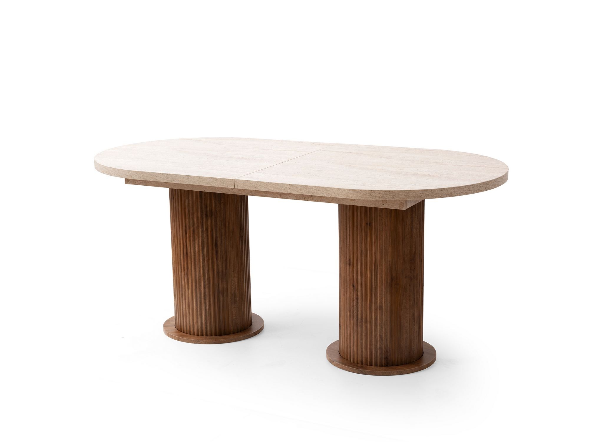 Masă dining Gusto, 180 x 77 x 90 cm, travertin nuc, PAL melaminat, capacitate 100 kg
