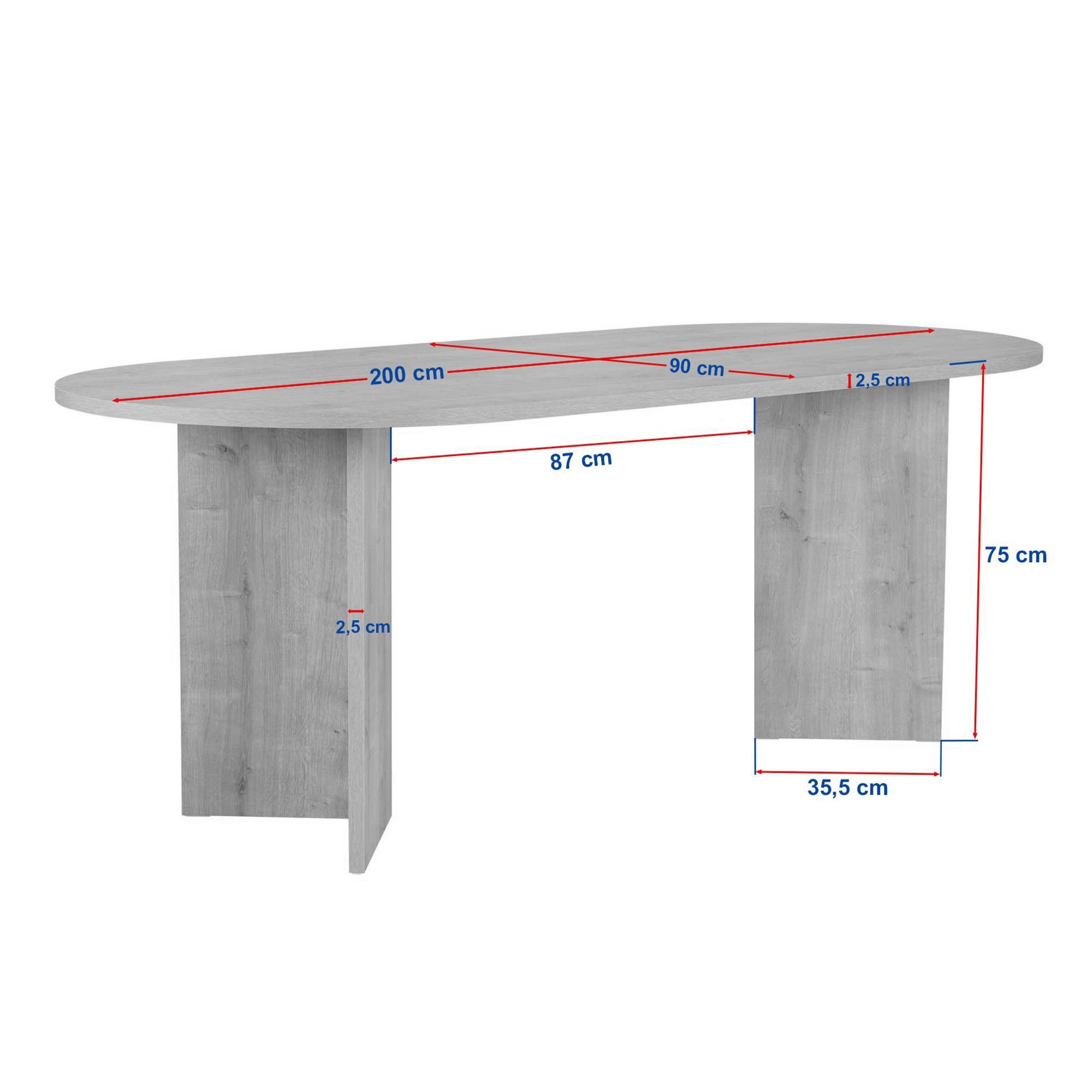 Masa dining Sabella, 200 x 75 x 90 cm, lemn negru, PAL melaminat, wood negru — imaginea 9